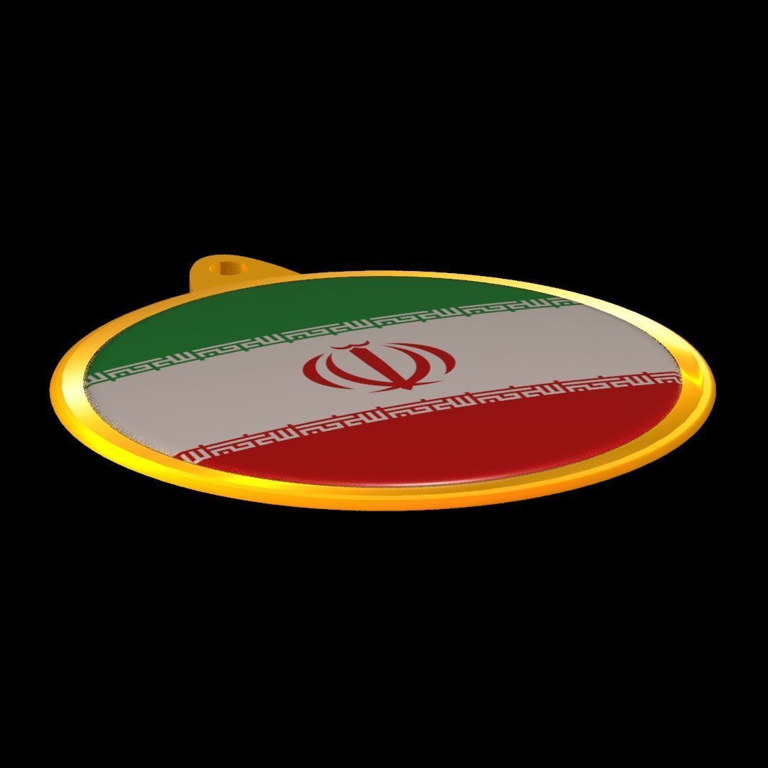 Iran Flag Golden Medal Badge 3D model_17