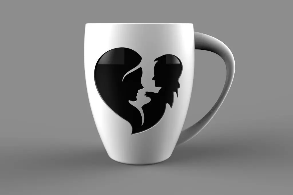A mug with a prominent mother and child design 3D model_0