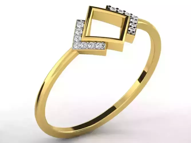 Light Weight Yellow Gold Diamond Ring DR-6121