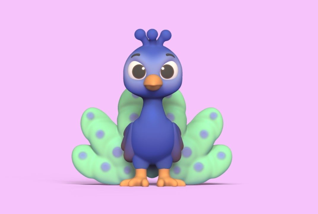Cute Peacock 3D print model_1