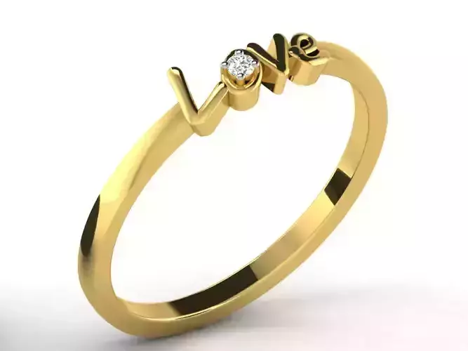 Light Weight Yellow Gold -Love Ring- DR-6122 3D print model