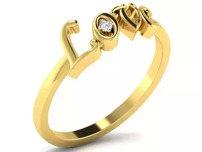 Light Weight Yellow Gold -Love Ring- DR-6123 3D print model