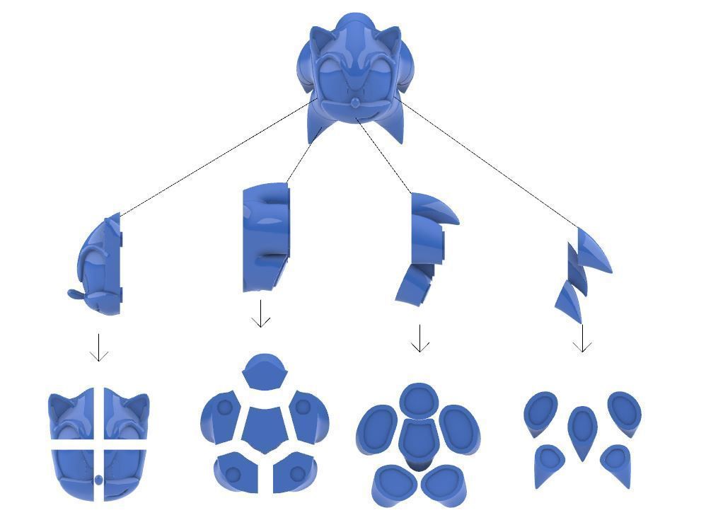 SONIC REAL SIZE MODEL 3D print model_3