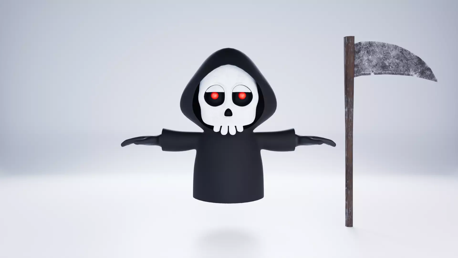 Grim Reaper 3D Model With scythe Low-poly 3D model_0