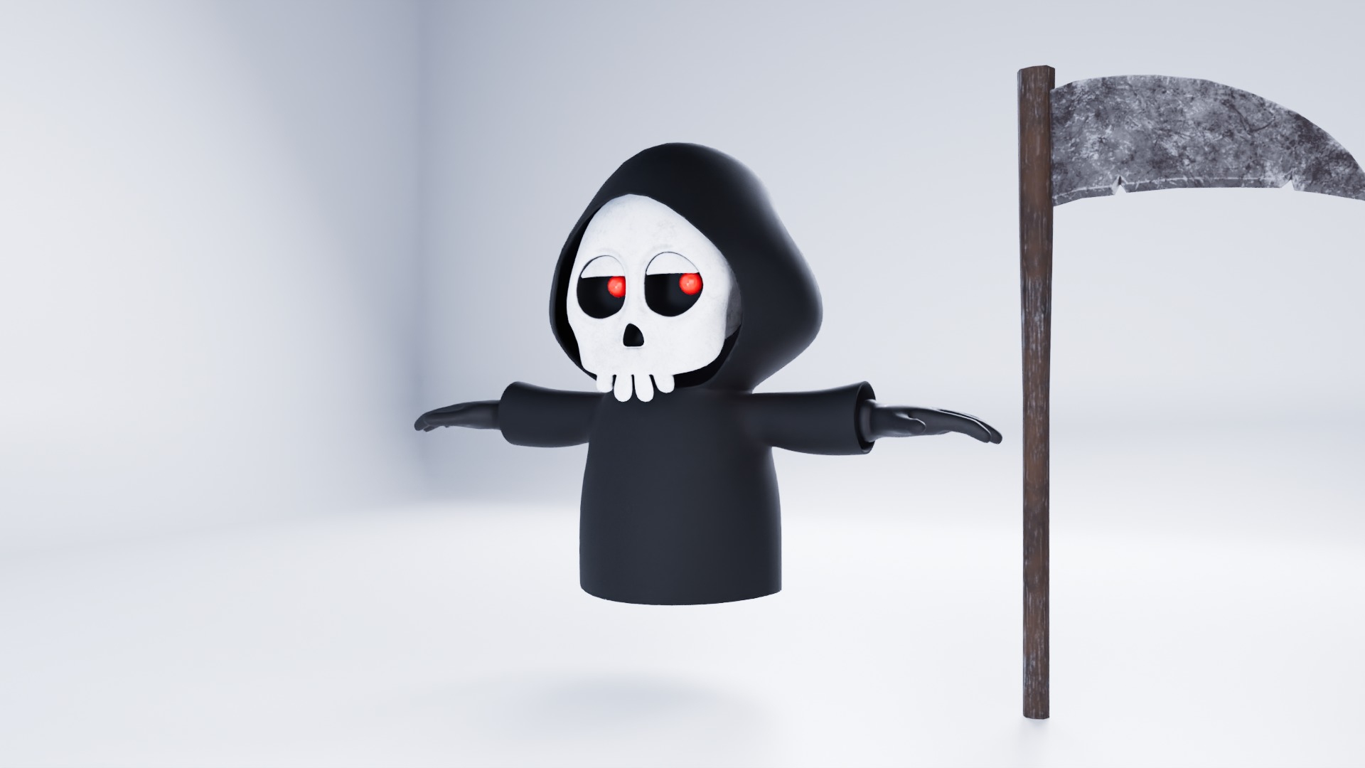Grim Reaper 3D Model With scythe Low-poly 3D model_2