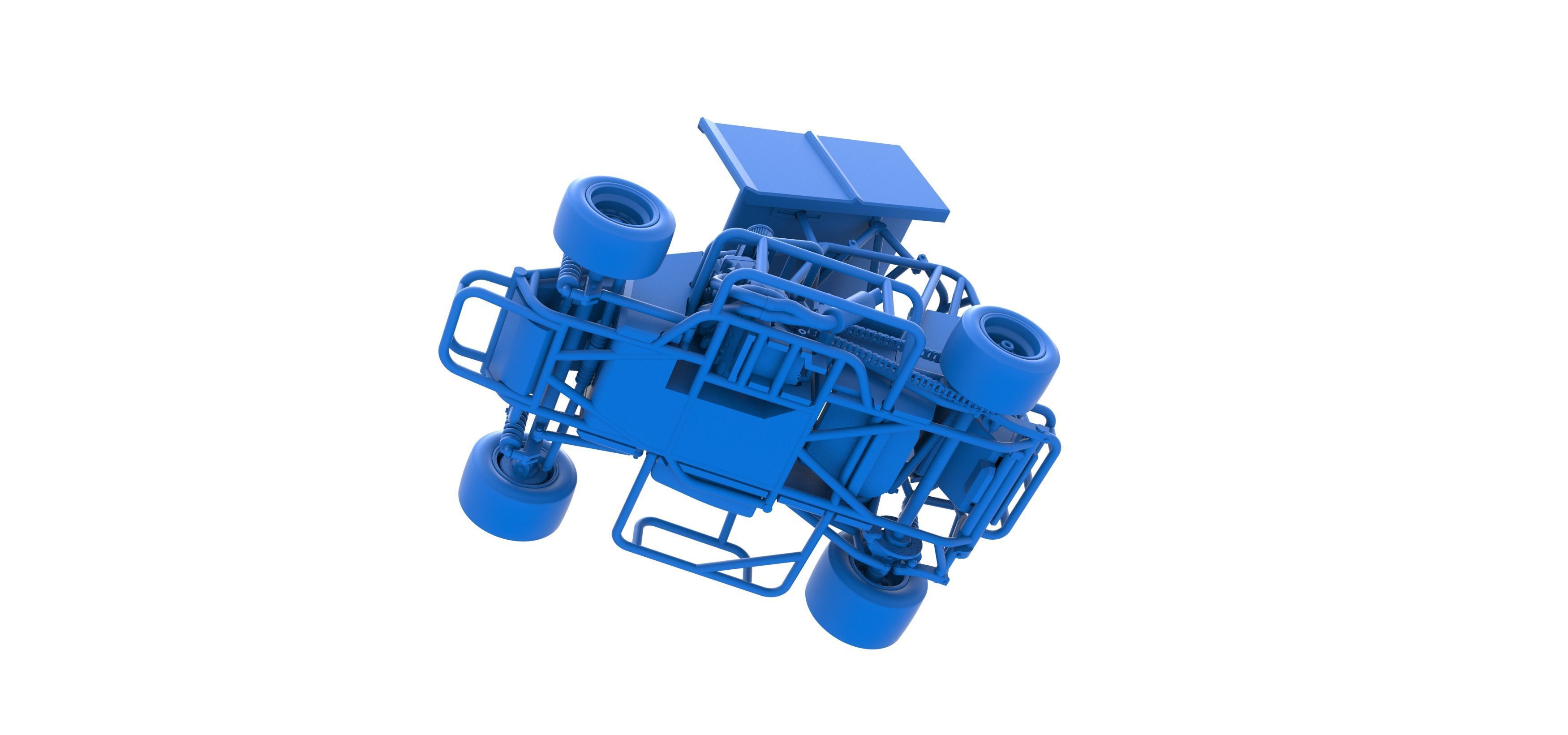 Pavement Winged 600 Micro sprint car Scale 1 to 25 3D print model_30