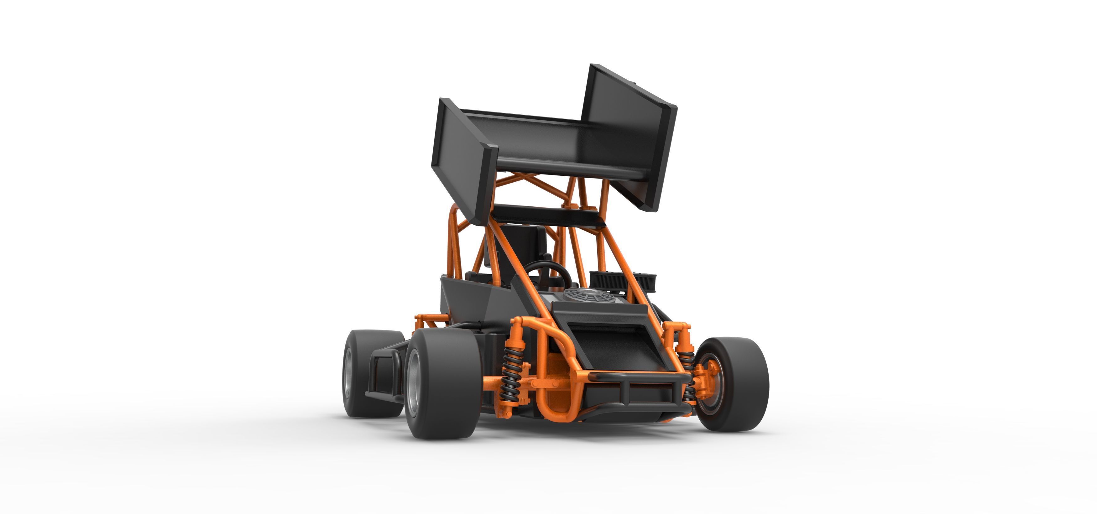 Pavement Winged 600 Micro sprint car Scale 1 to 25 3D print model_27