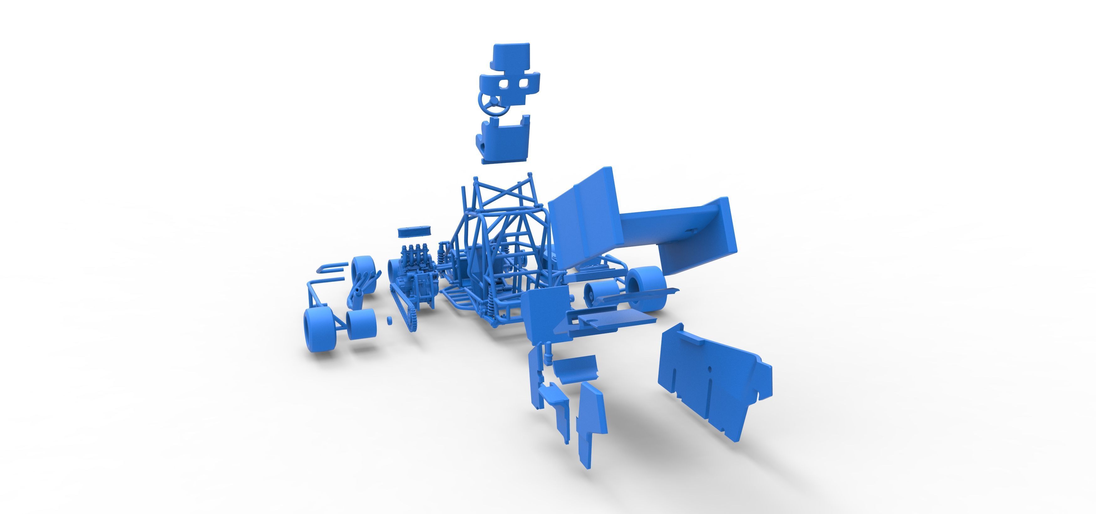 Pavement Winged 600 Micro sprint car Scale 1 to 25 3D print model_62