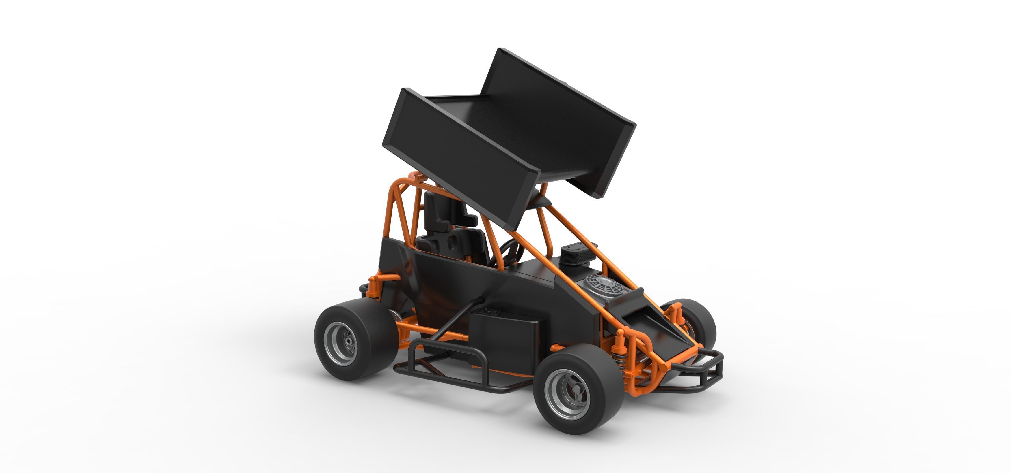 Pavement Winged 600 Micro sprint car Scale 1 to 25 3D print model_24