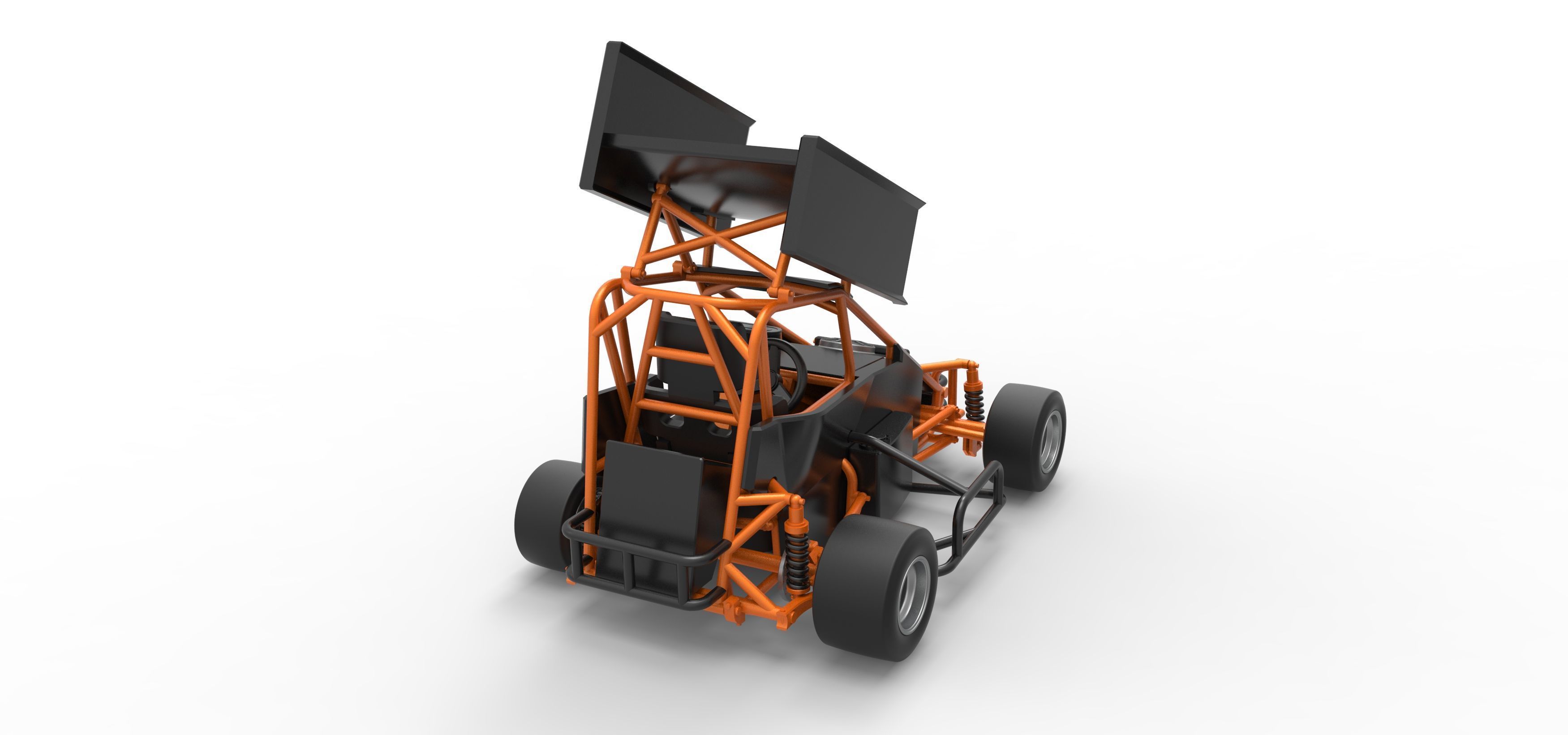 Pavement Winged 600 Micro sprint car Scale 1 to 25 3D print model_18