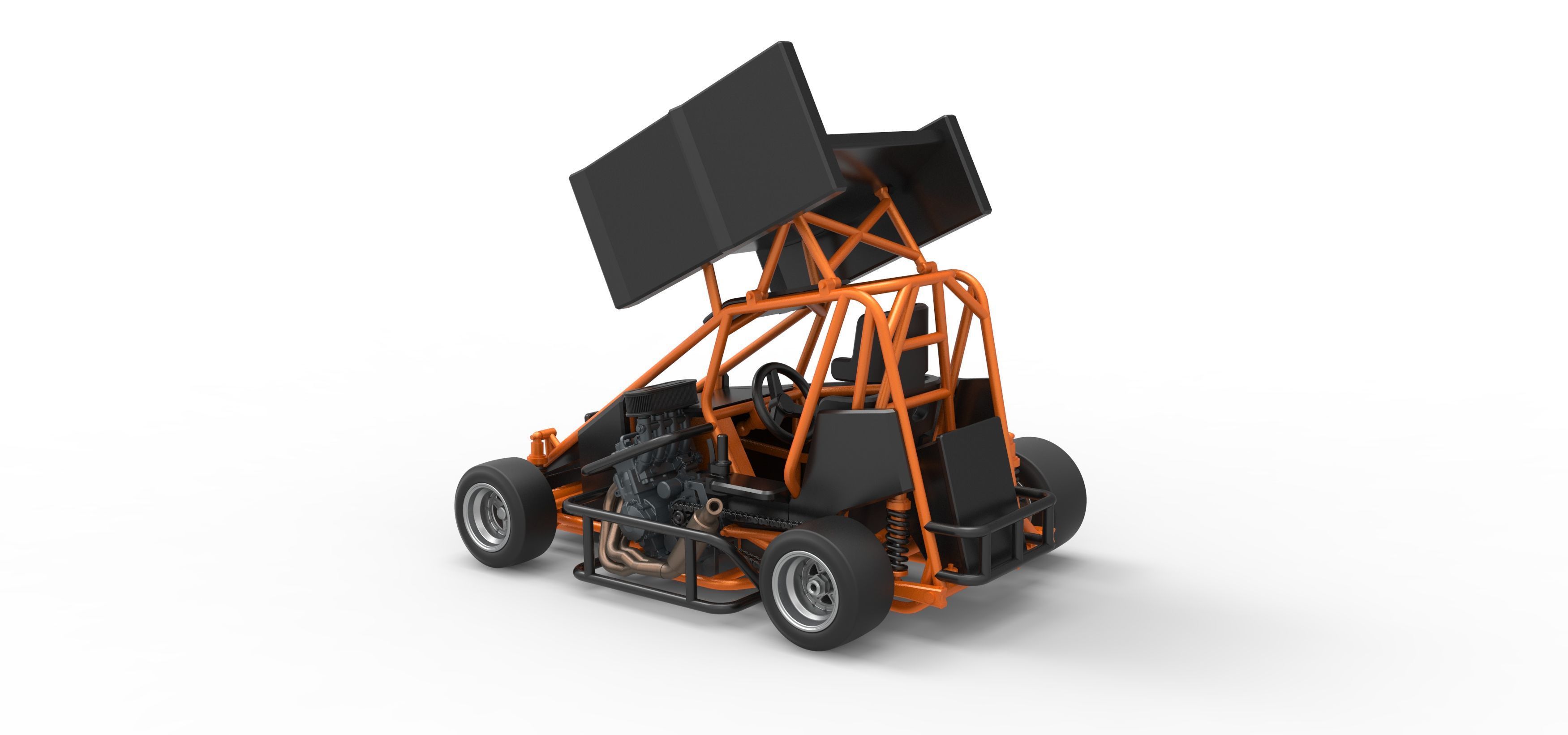 Pavement Winged 600 Micro sprint car Scale 1 to 25 3D print model_12