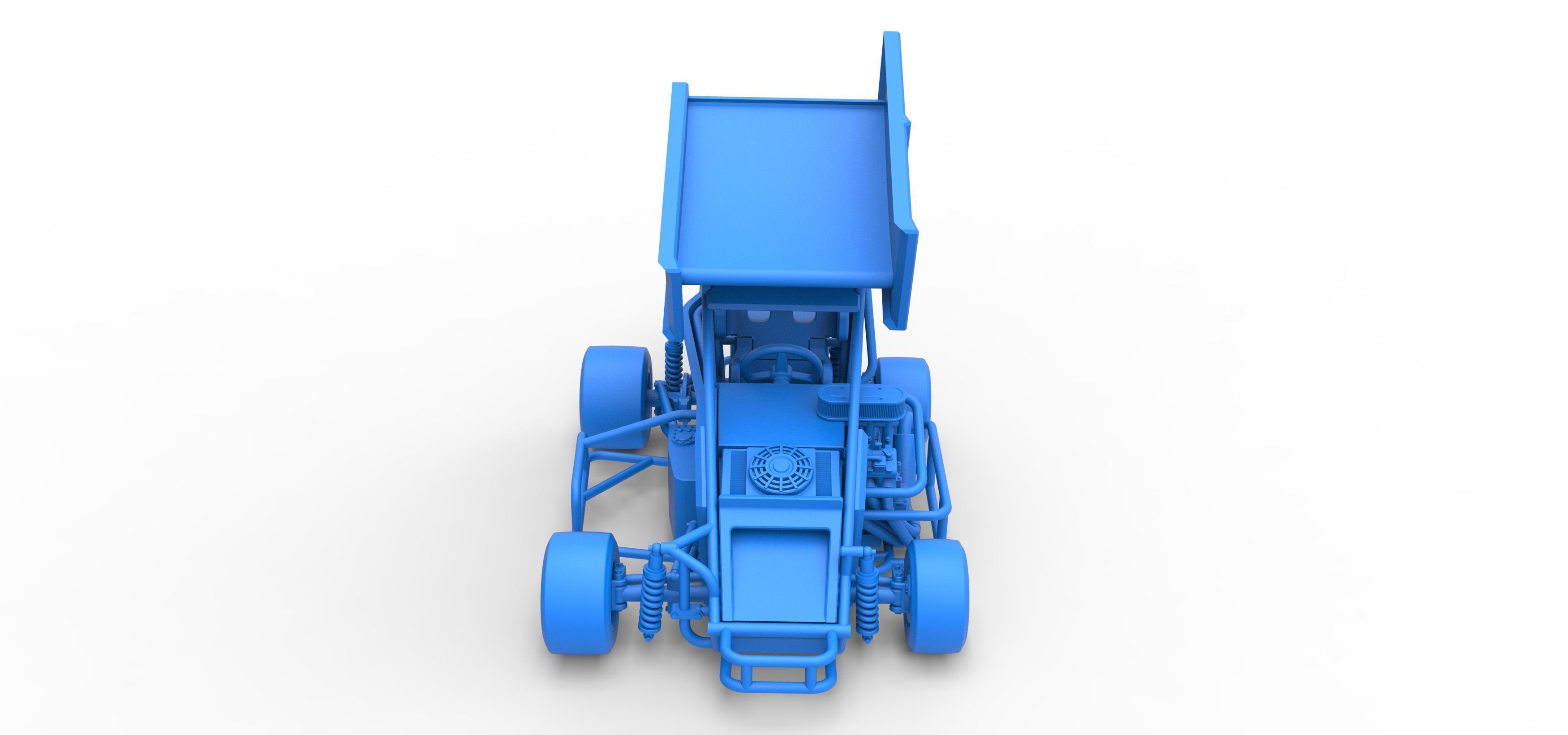 Pavement Winged 600 Micro sprint car Scale 1 to 25 3D print model_35