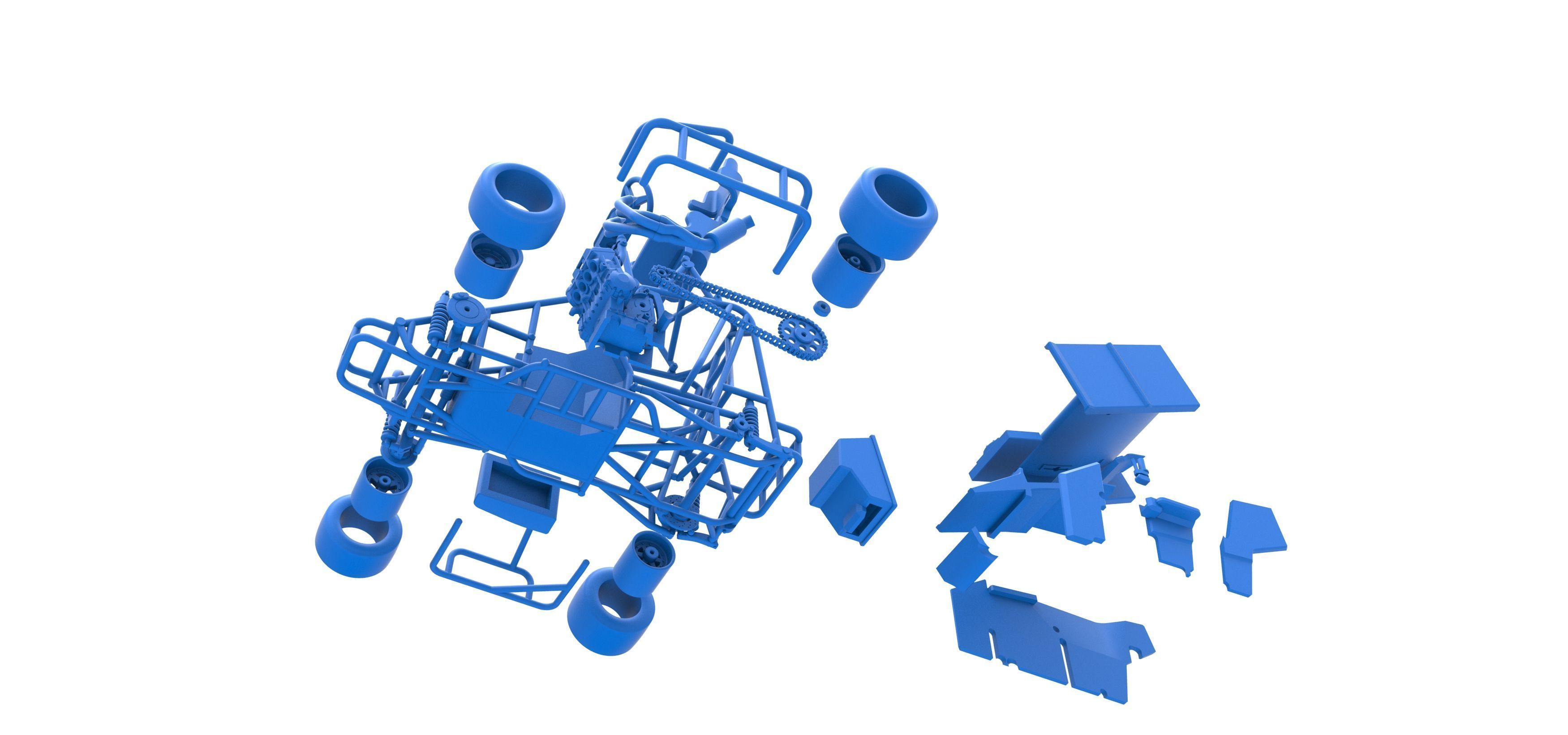 Pavement Winged 600 Micro sprint car Scale 1 to 25 3D print model_56