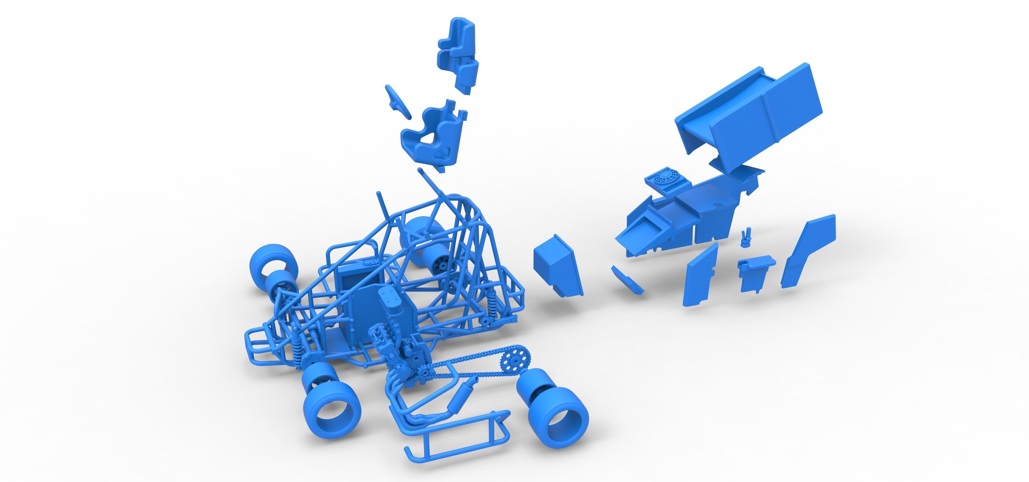 Pavement Winged 600 Micro sprint car Scale 1 to 25 3D print model_55