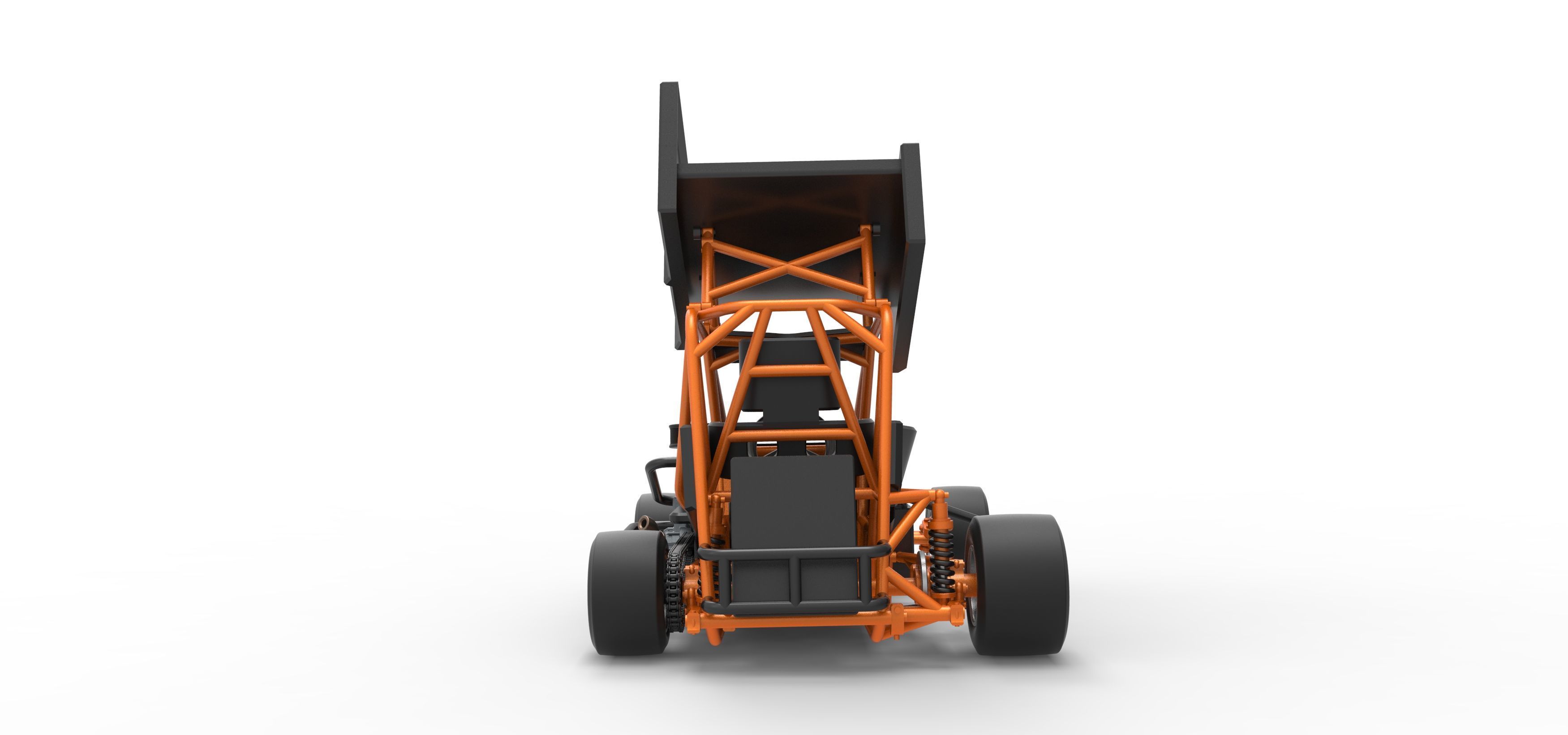 Pavement Winged 600 Micro sprint car Scale 1 to 25 3D print model_16