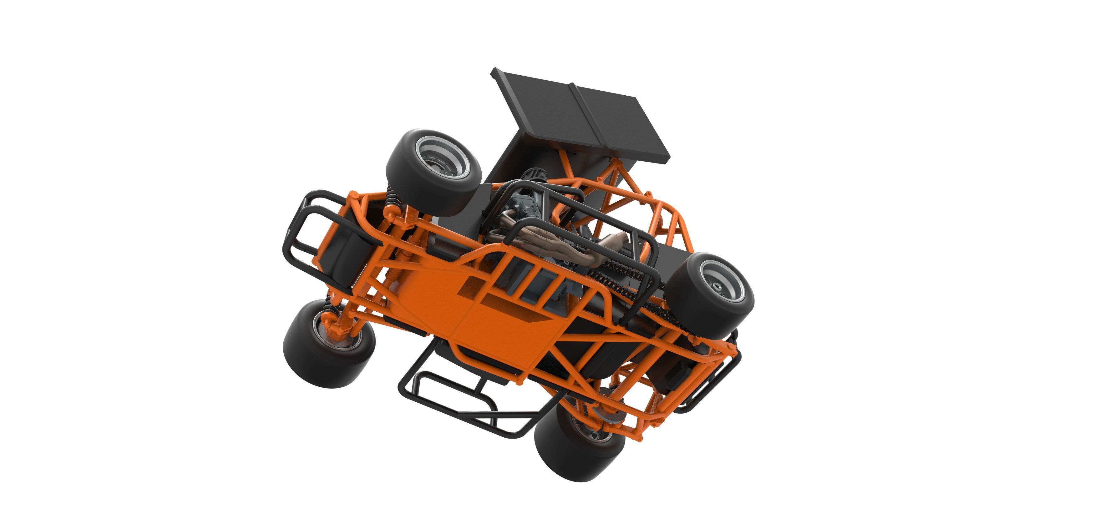 Pavement Winged 600 Micro sprint car Scale 1 to 25 3D print model_3