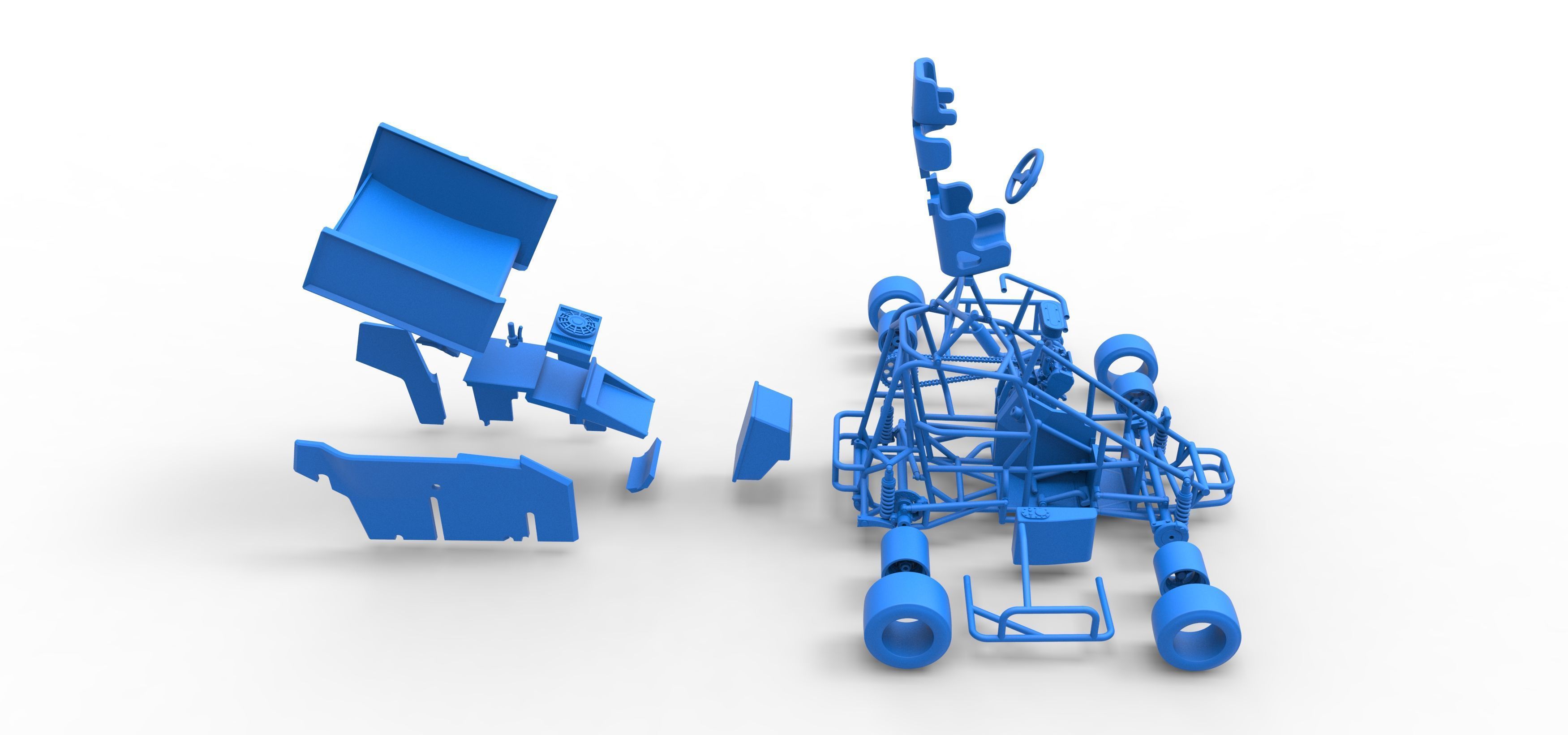 Pavement Winged 600 Micro sprint car Scale 1 to 25 3D print model_64