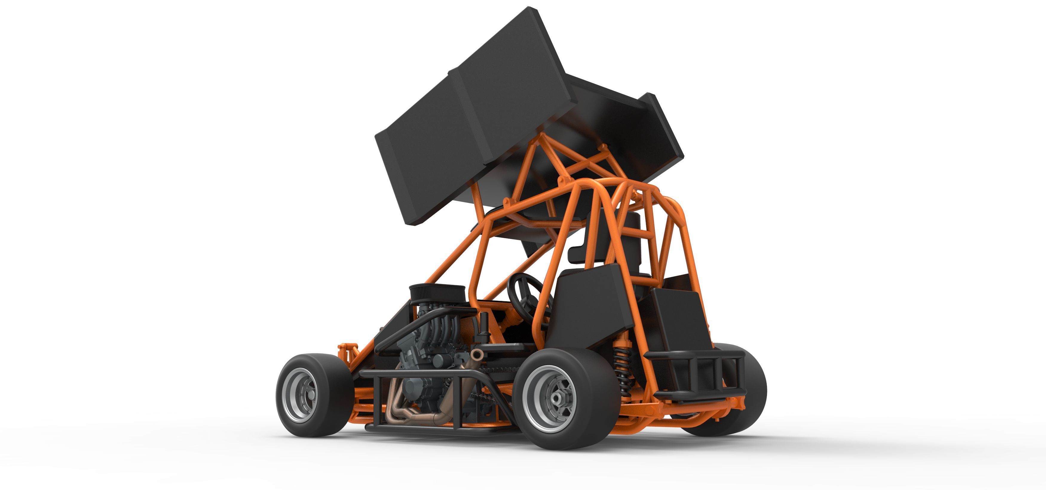 Pavement Winged 600 Micro sprint car Scale 1 to 25 3D print model_13