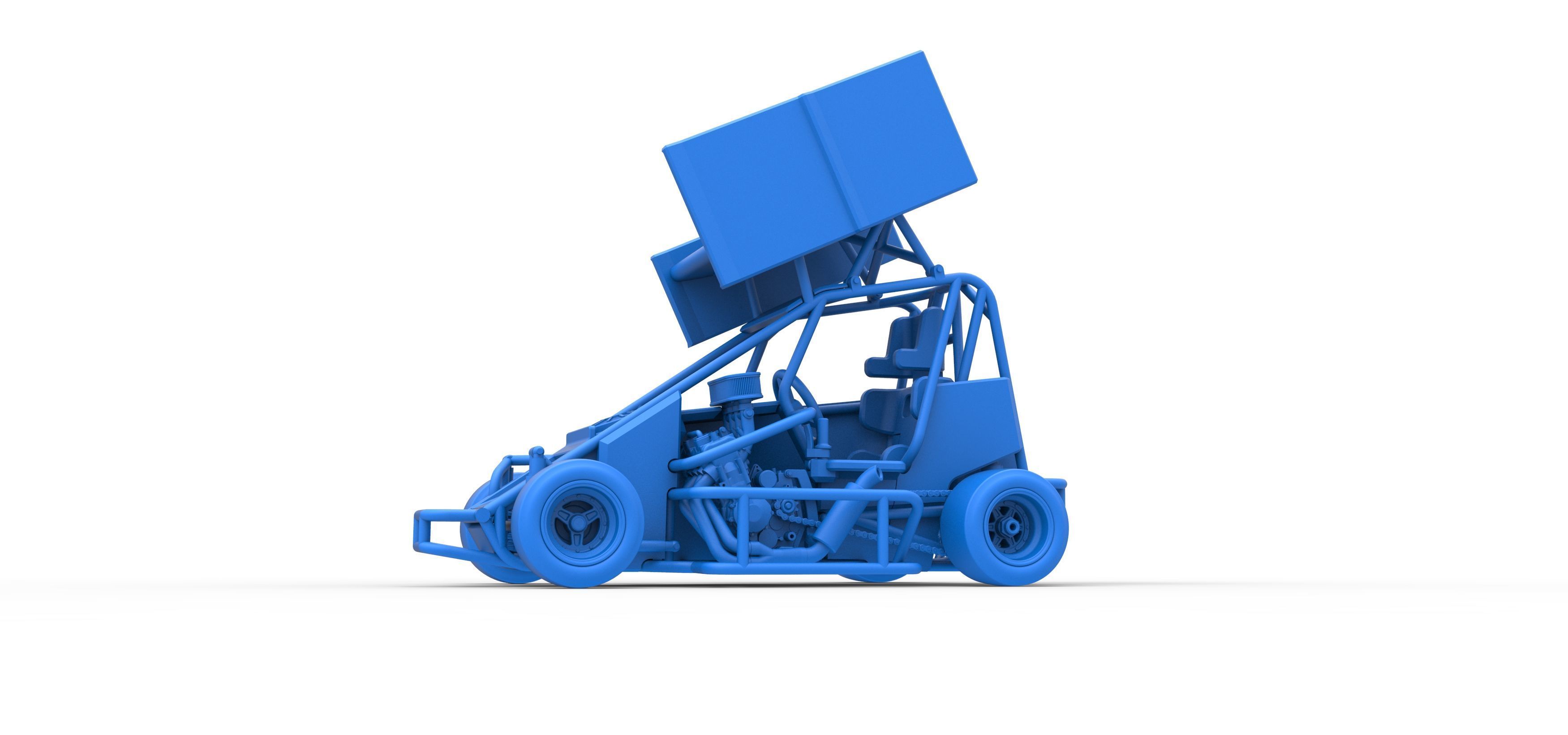 Pavement Winged 600 Micro sprint car Scale 1 to 25 3D print model_29