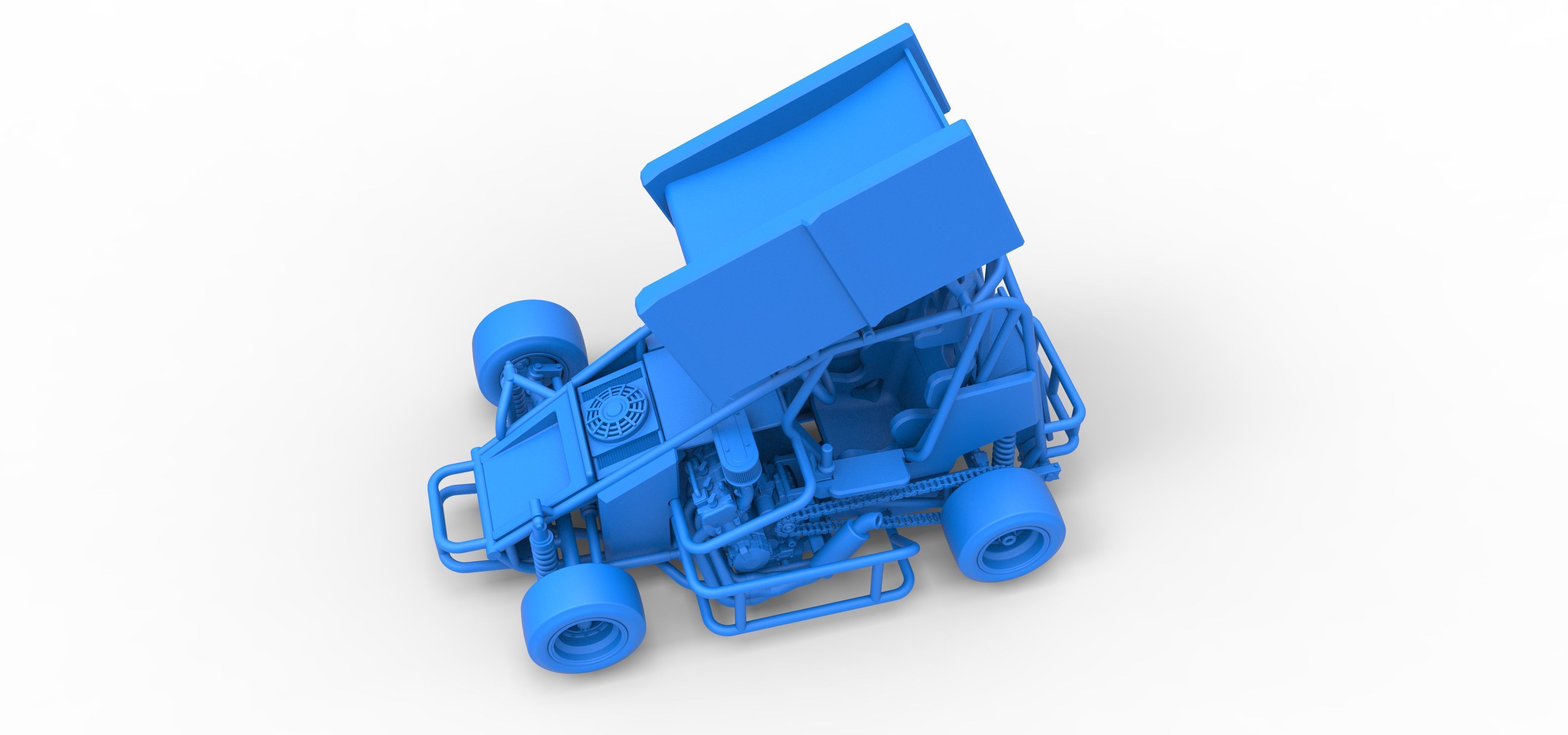 Pavement Winged 600 Micro sprint car Scale 1 to 25 3D print model_31