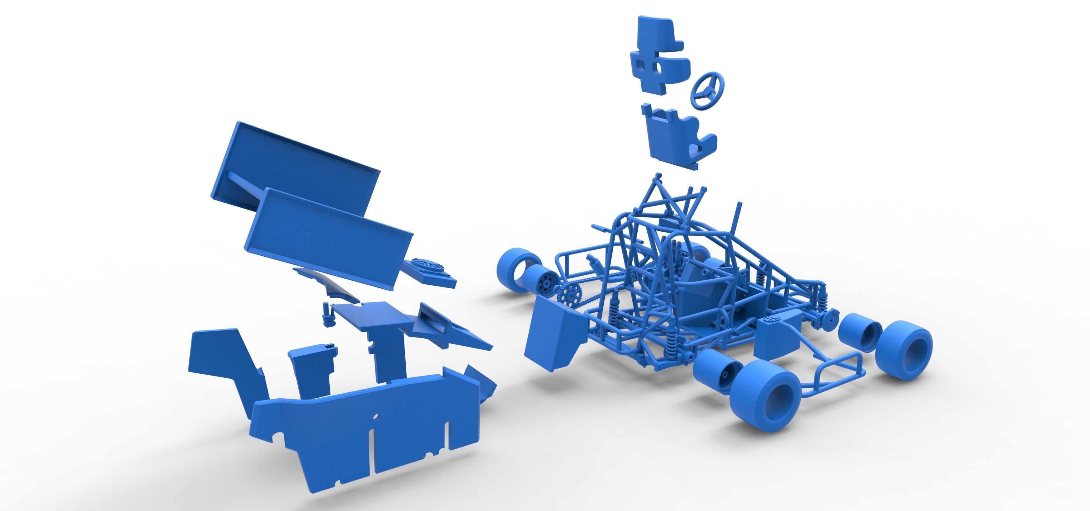 Pavement Winged 600 Micro sprint car Scale 1 to 25 3D print model_63