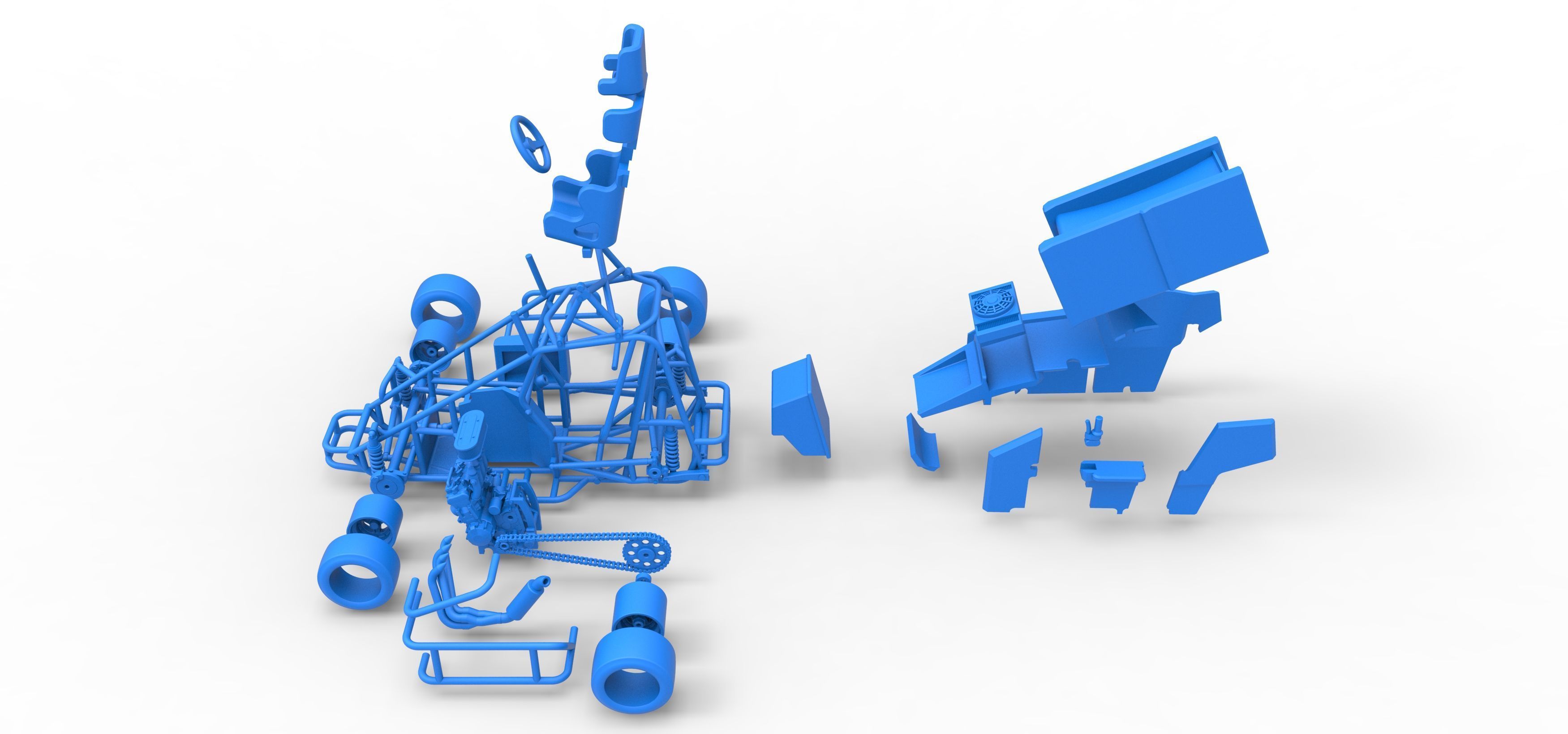 Pavement Winged 600 Micro sprint car Scale 1 to 25 3D print model_60