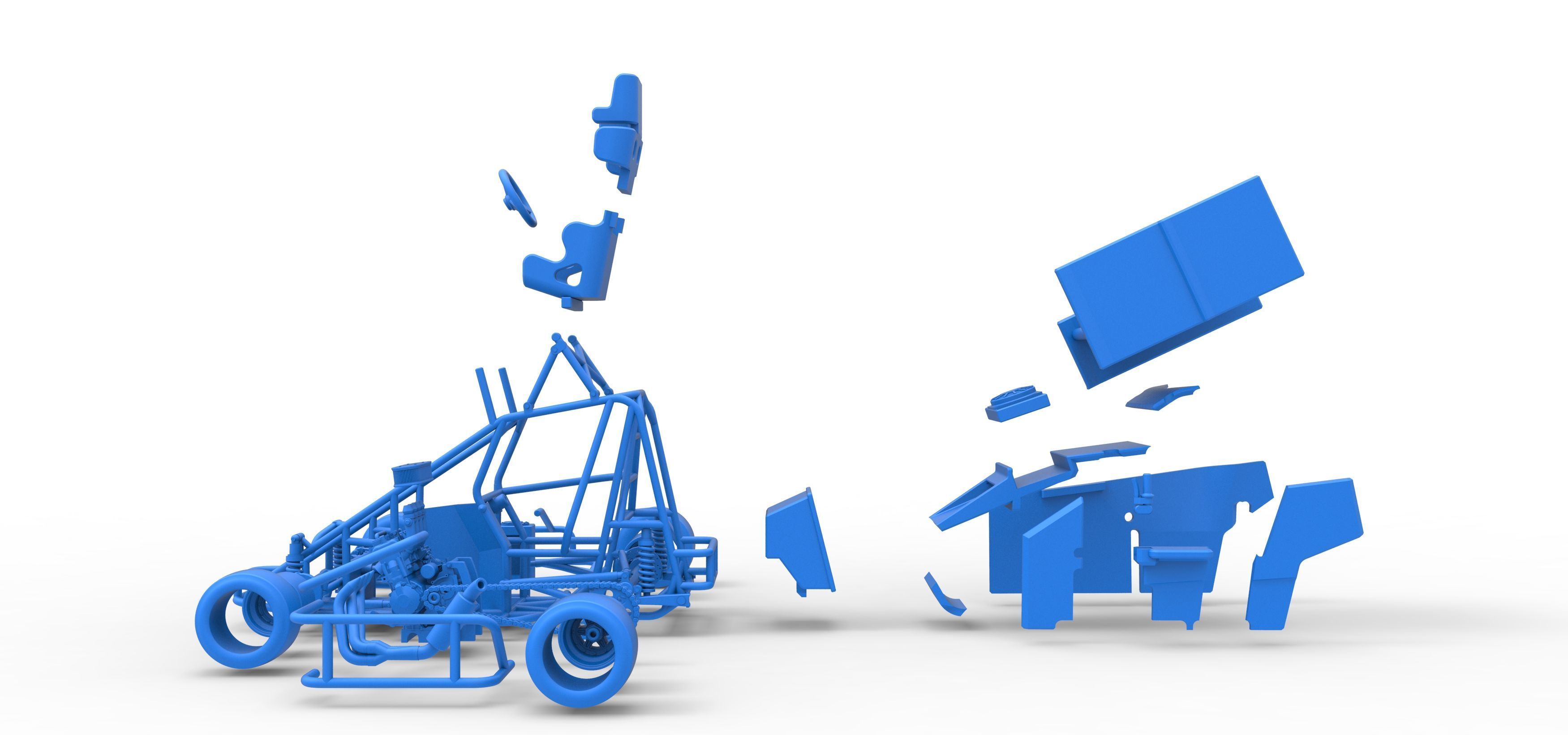 Pavement Winged 600 Micro sprint car Scale 1 to 25 3D print model_59