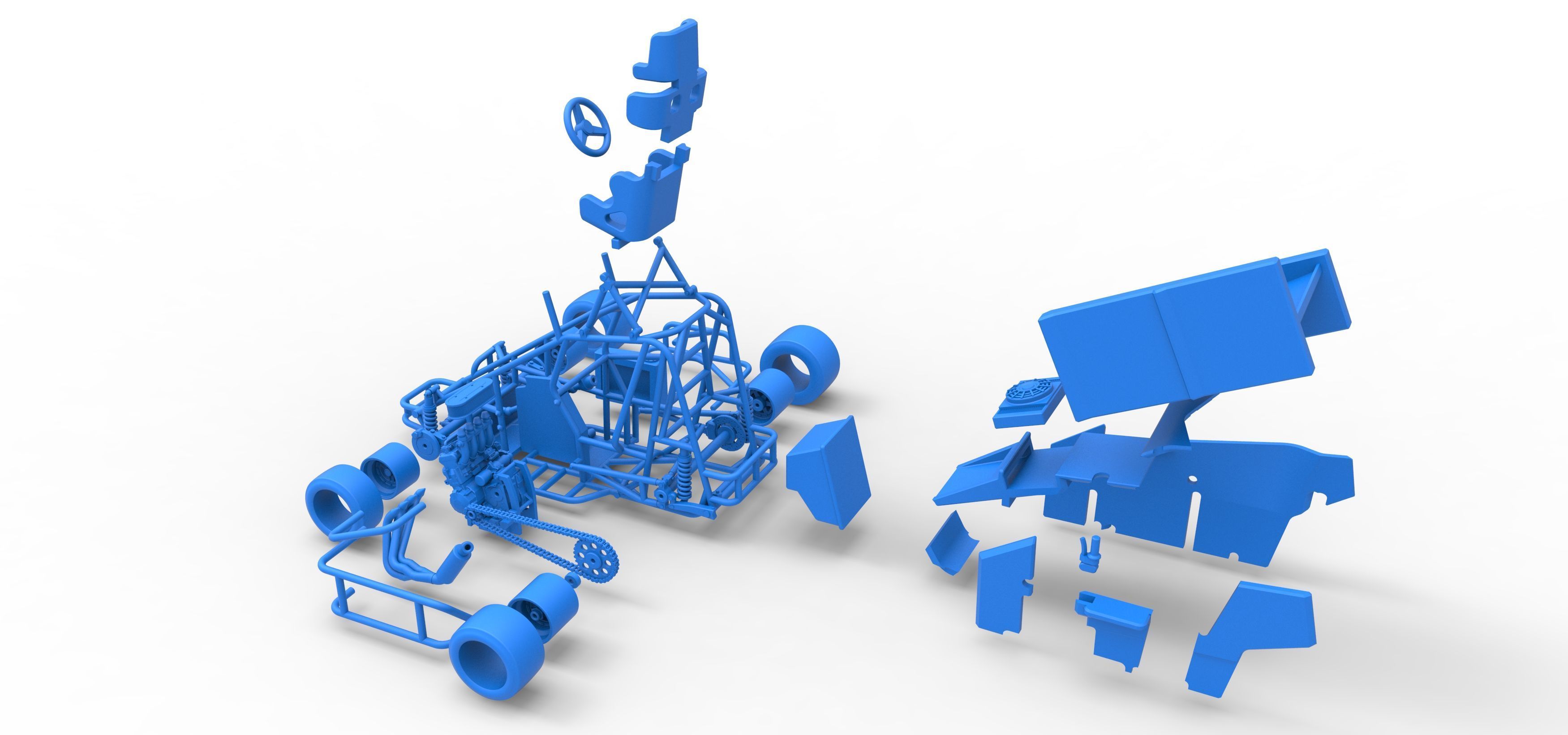 Pavement Winged 600 Micro sprint car Scale 1 to 25 3D print model_61