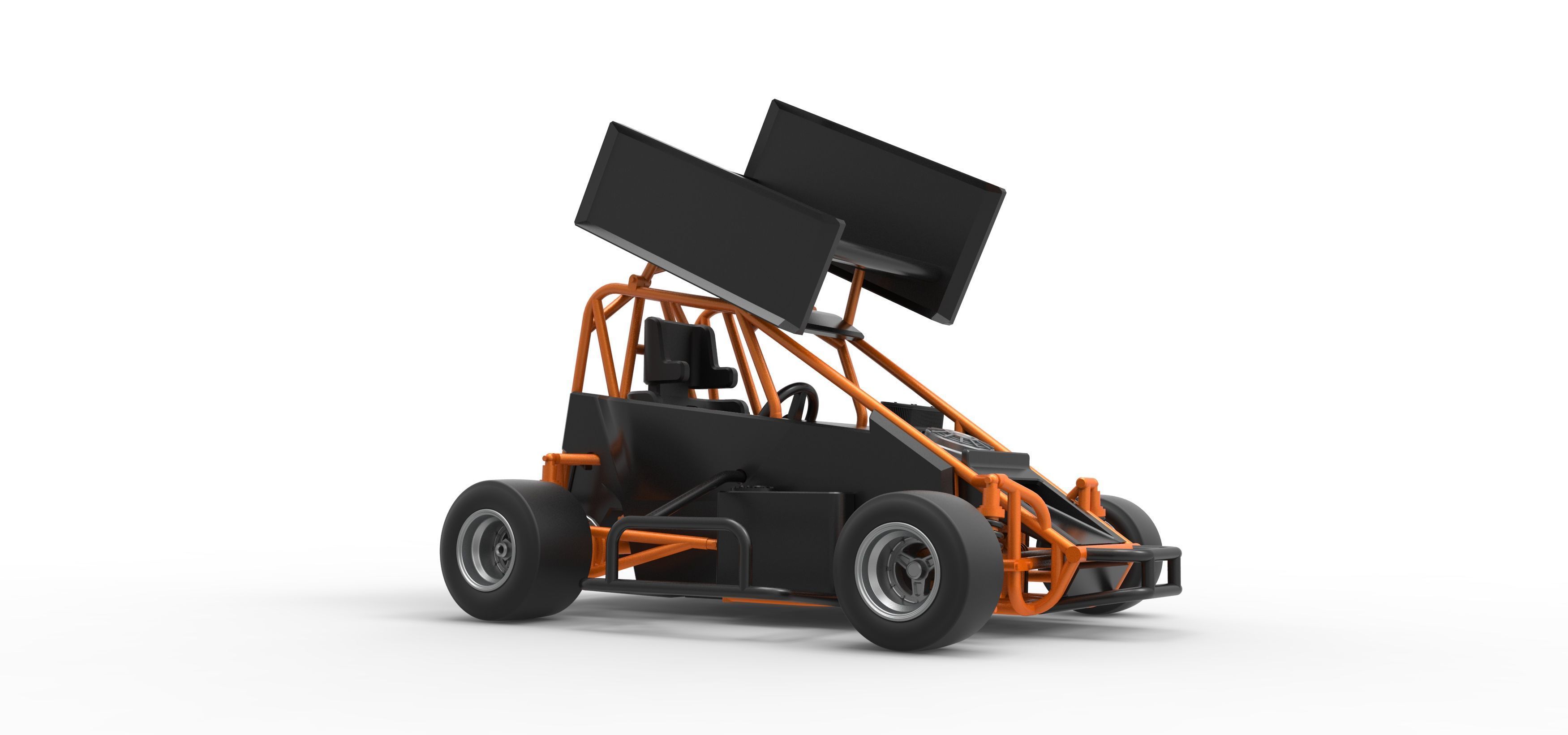 Pavement Winged 600 Micro sprint car Scale 1 to 25 3D print model_25