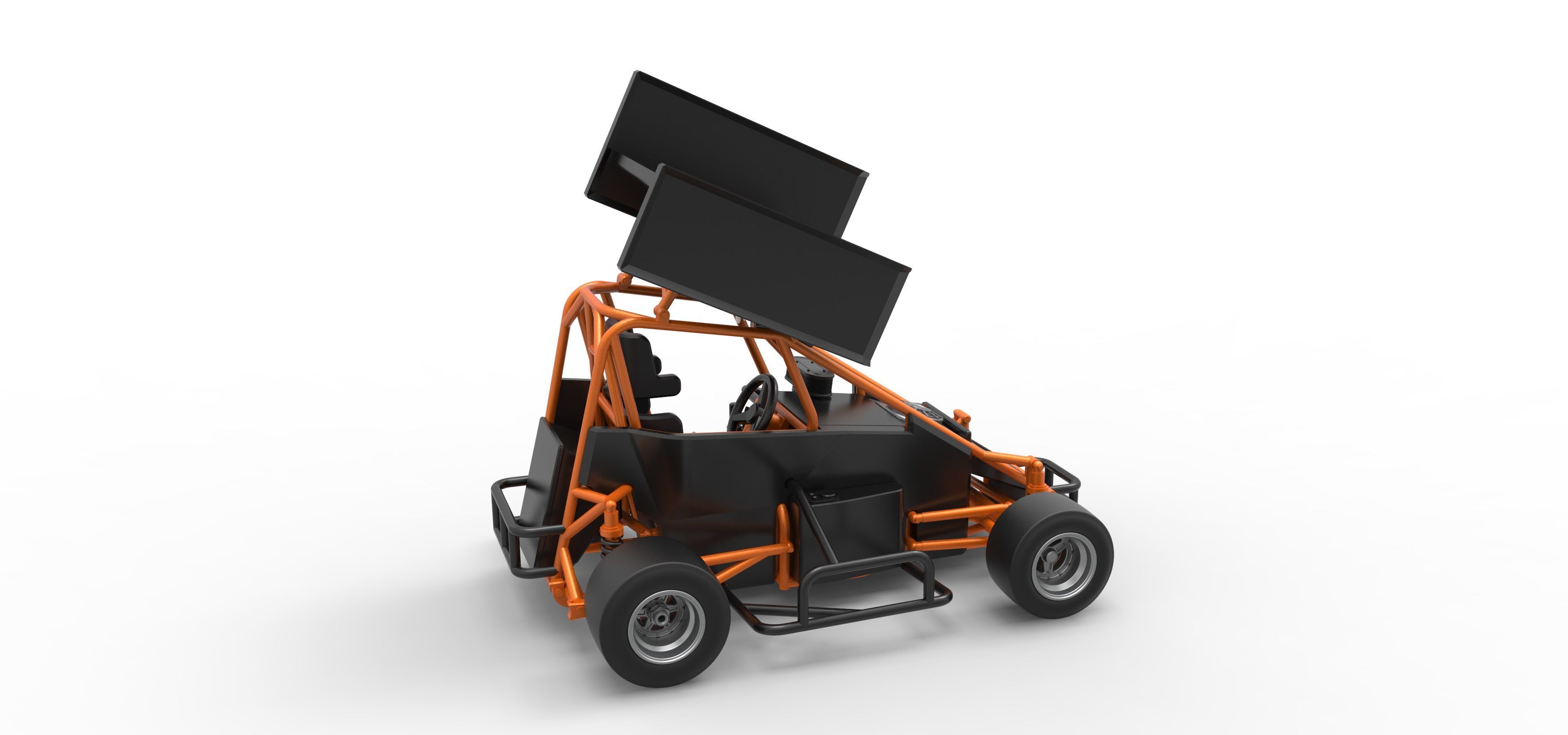 Pavement Winged 600 Micro sprint car Scale 1 to 25 3D print model_20