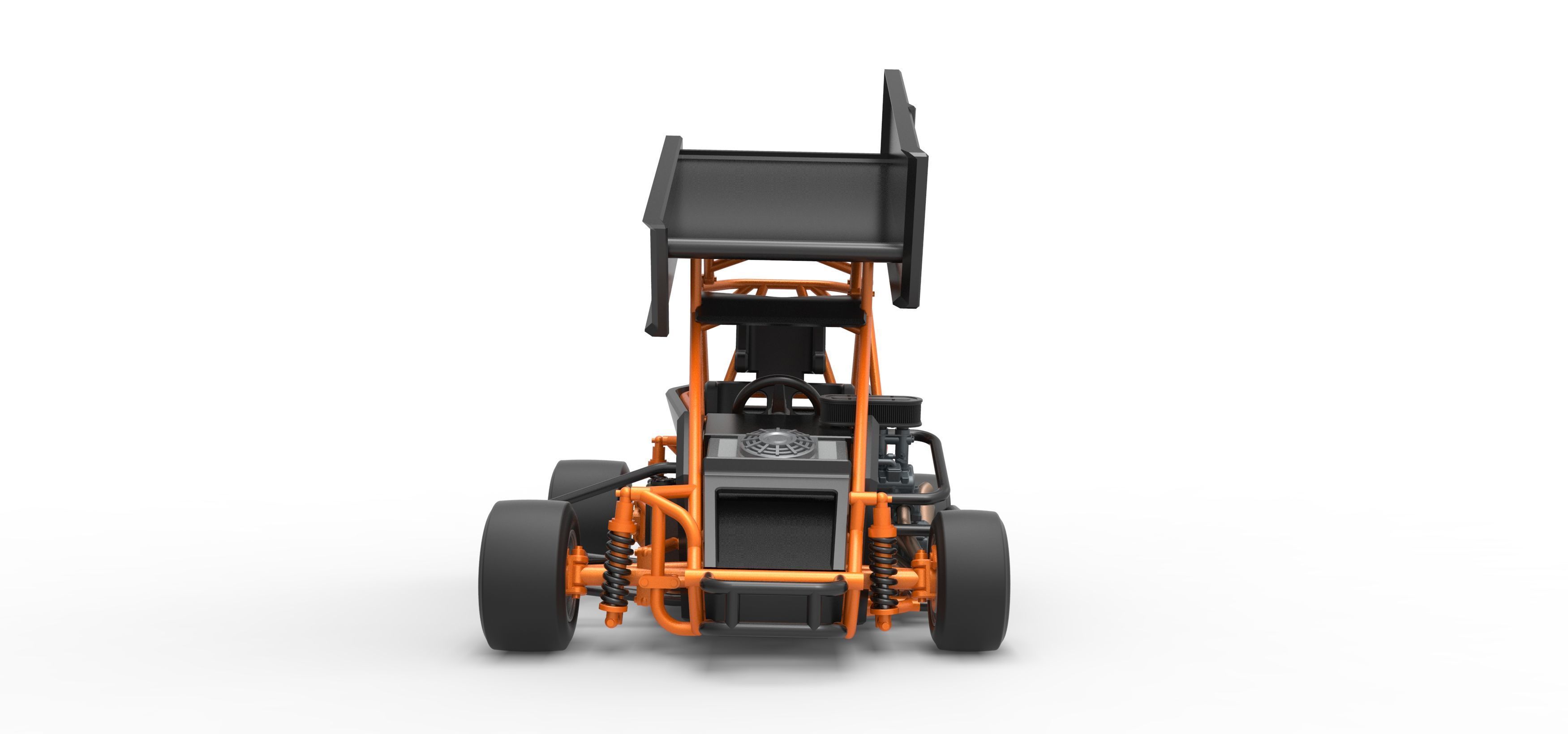 Pavement Winged 600 Micro sprint car Scale 1 to 25 3D print model_7