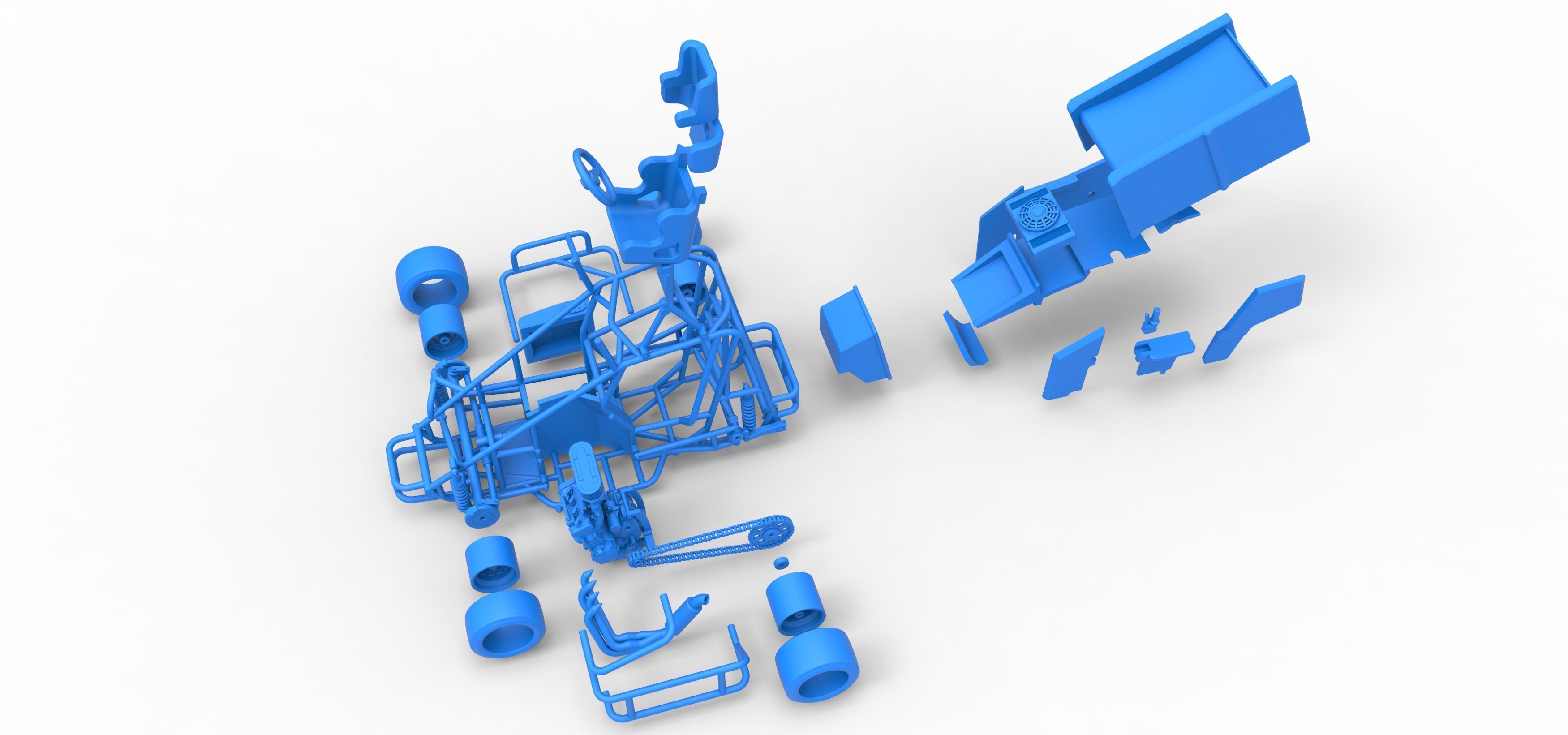 Pavement Winged 600 Micro sprint car Scale 1 to 25 3D print model_57