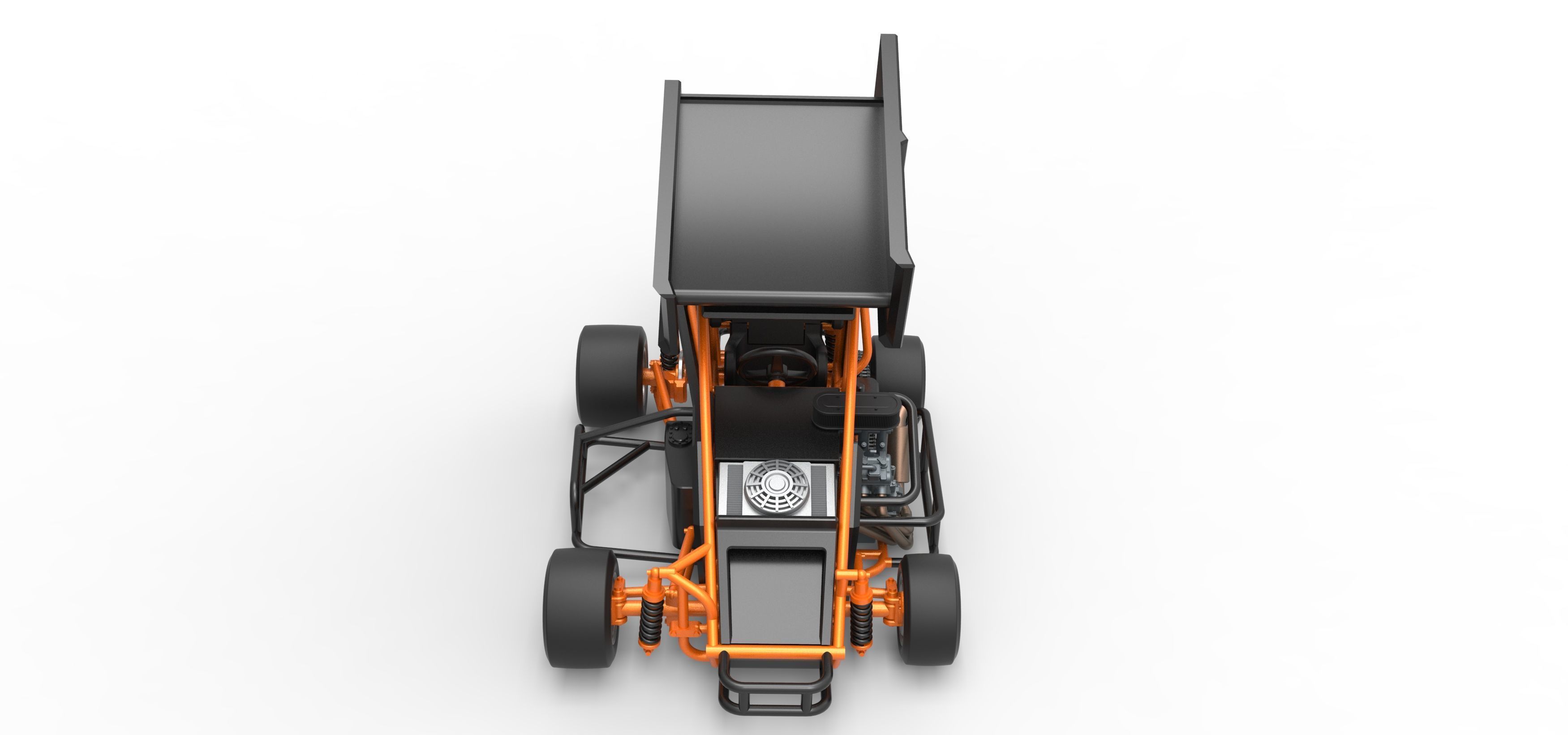 Pavement Winged 600 Micro sprint car Scale 1 to 25 3D print model_8