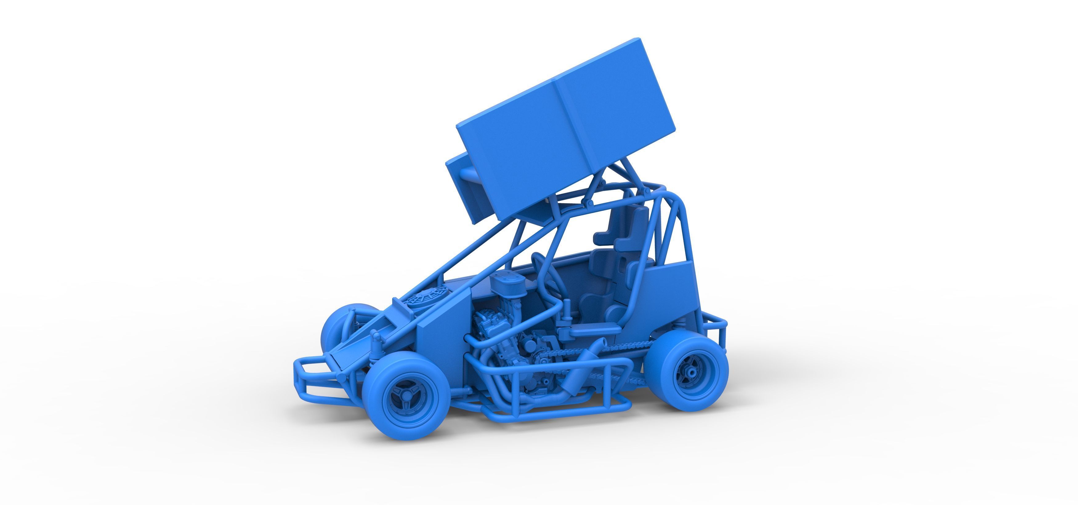 Pavement Winged 600 Micro sprint car Scale 1 to 25 3D print model_28