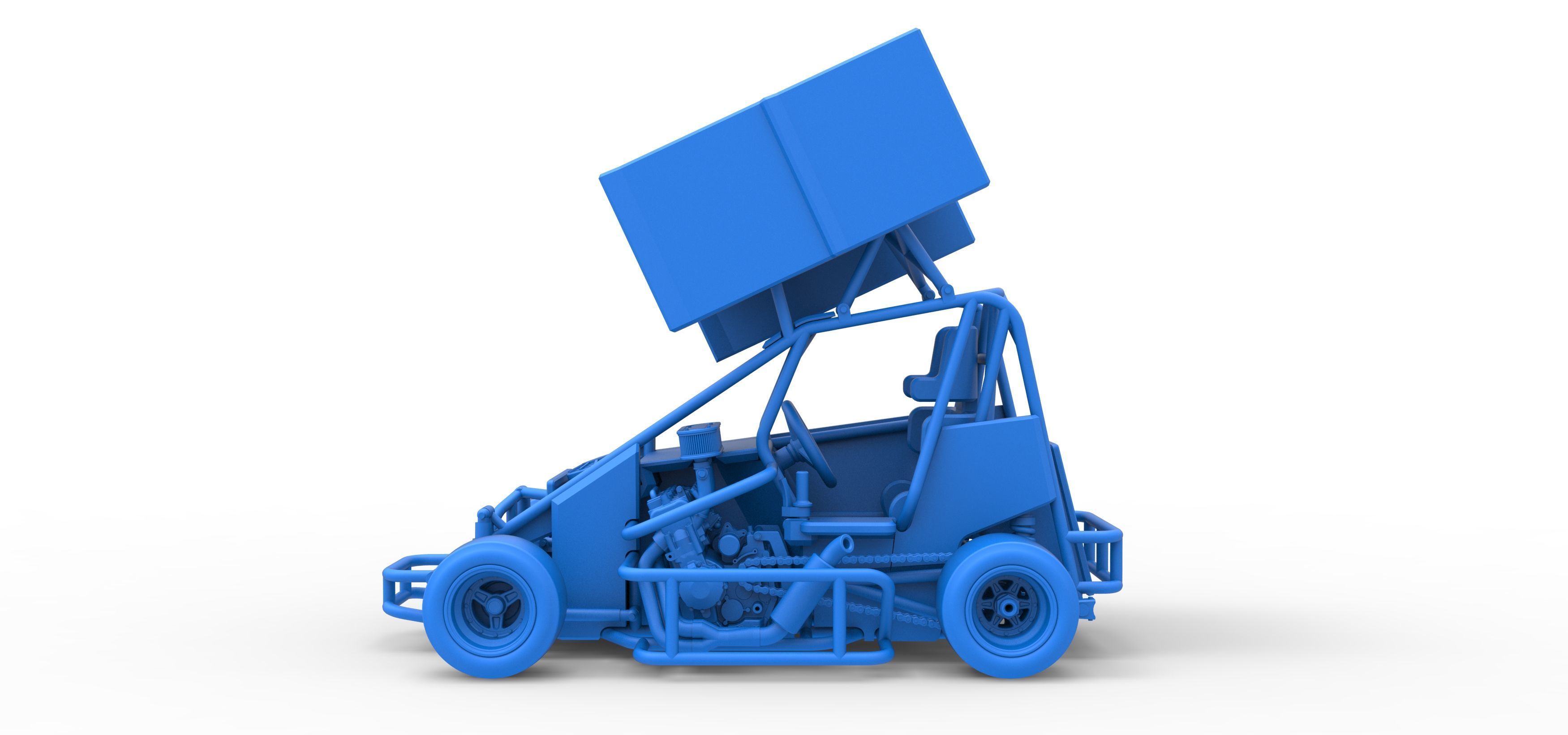 Pavement Winged 600 Micro sprint car Scale 1 to 25 3D print model_36