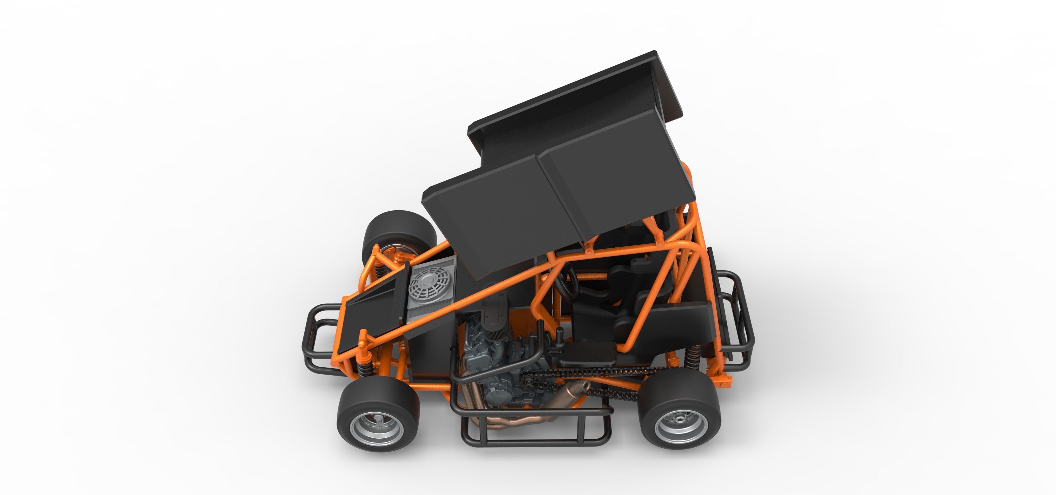 Pavement Winged 600 Micro sprint car Scale 1 to 25 3D print model_10