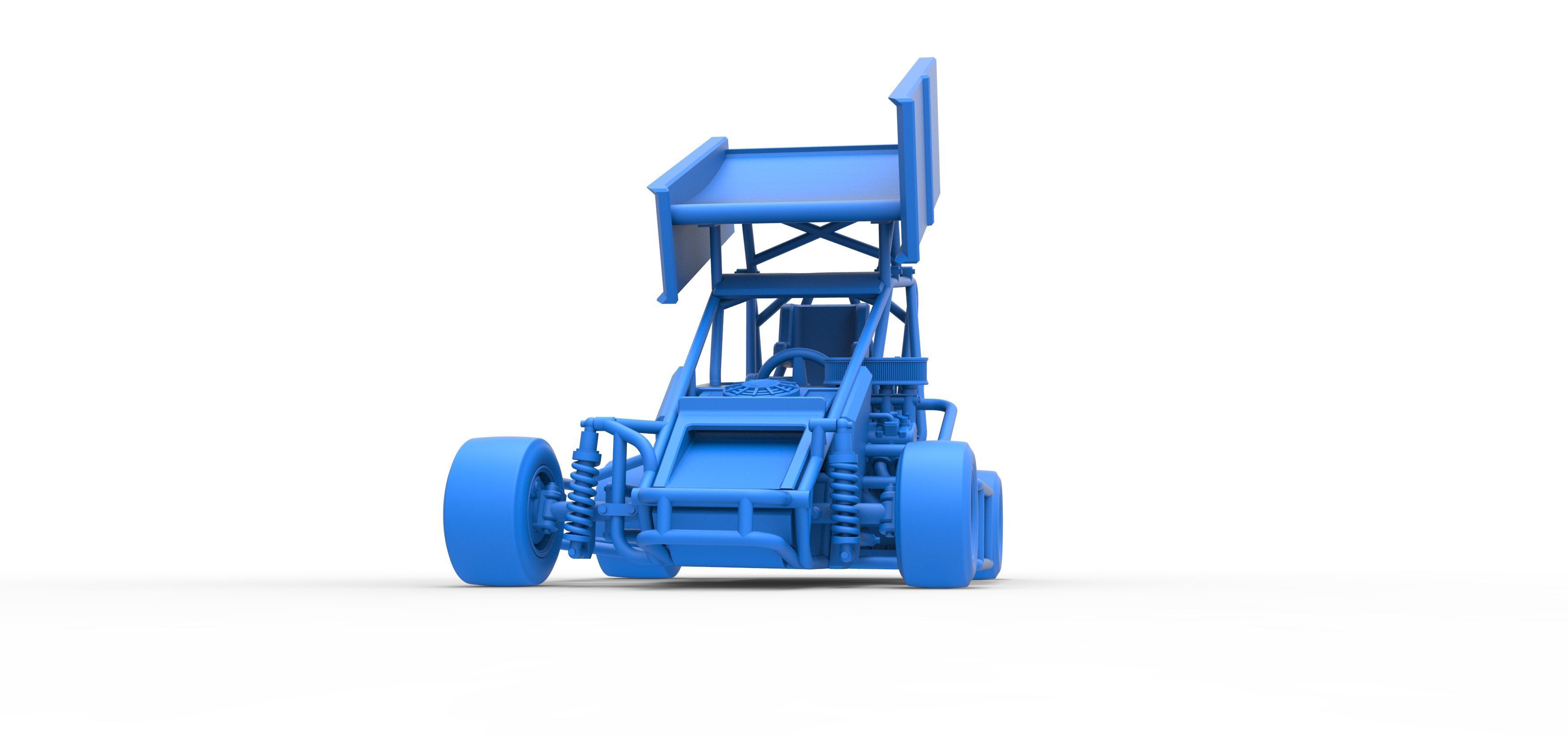 Pavement Winged 600 Micro sprint car Scale 1 to 25 3D print model_33