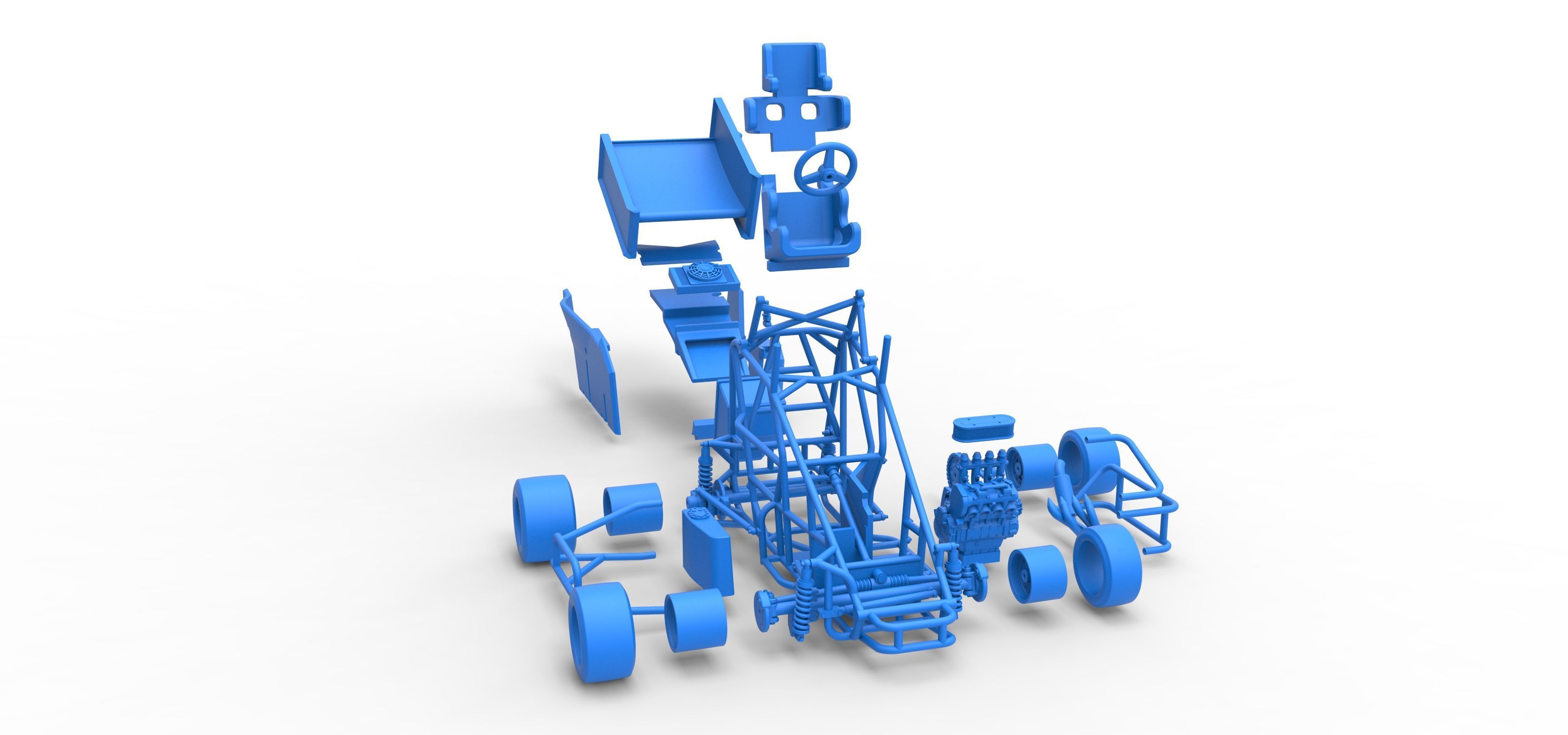 Pavement Winged 600 Micro sprint car Scale 1 to 25 3D print model_66