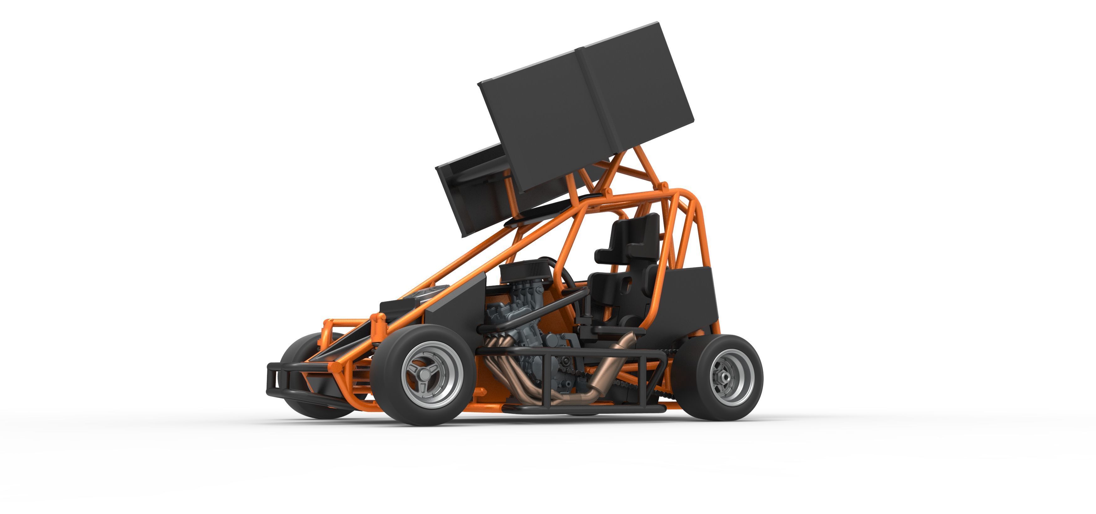 Pavement Winged 600 Micro sprint car Scale 1 to 25 3D print model_2
