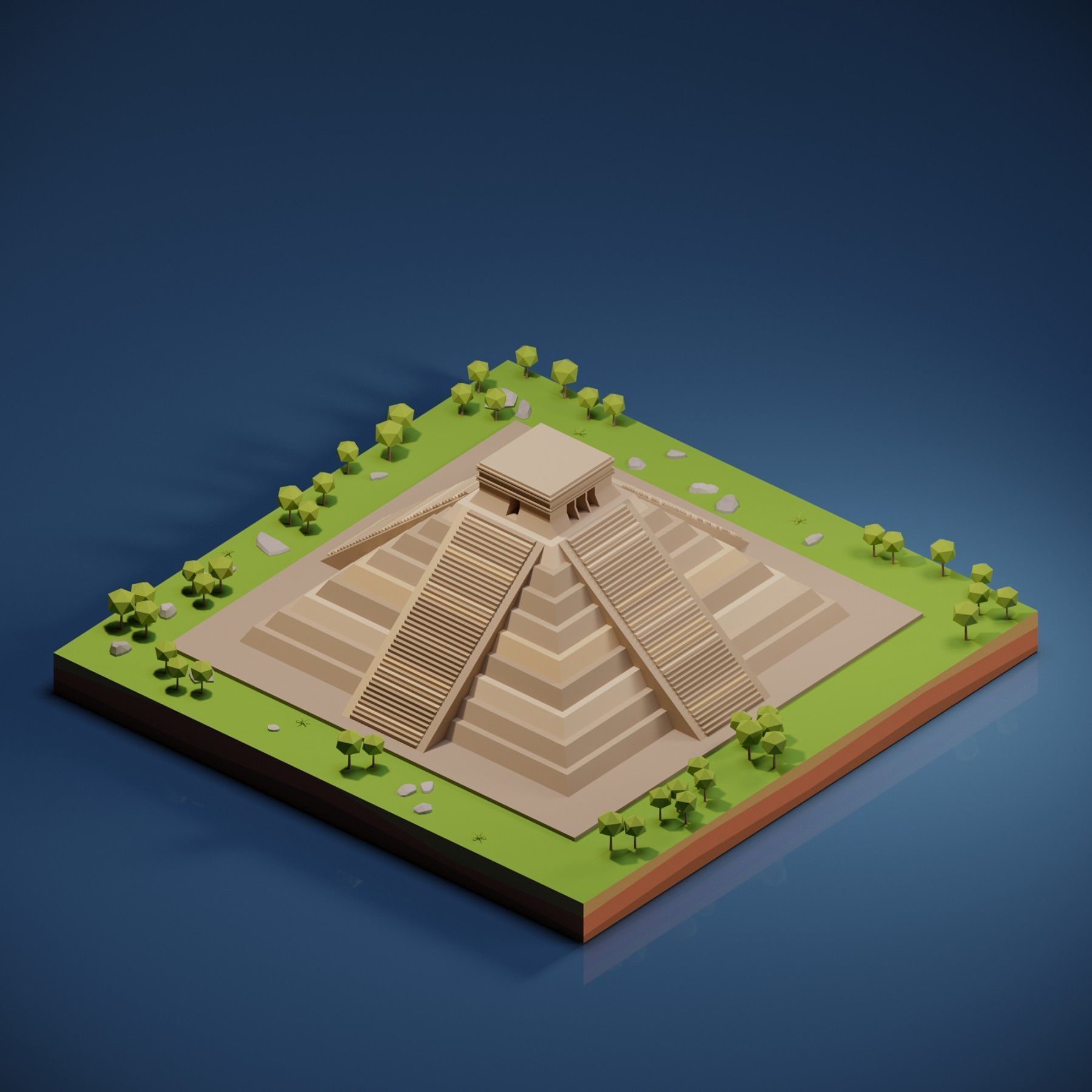 Chichen Itza Low-poly 3D model_1