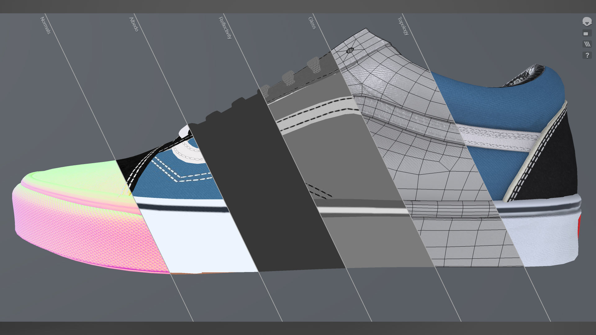 VANS182 OldSkool Navy Low-poly 3D model_4
