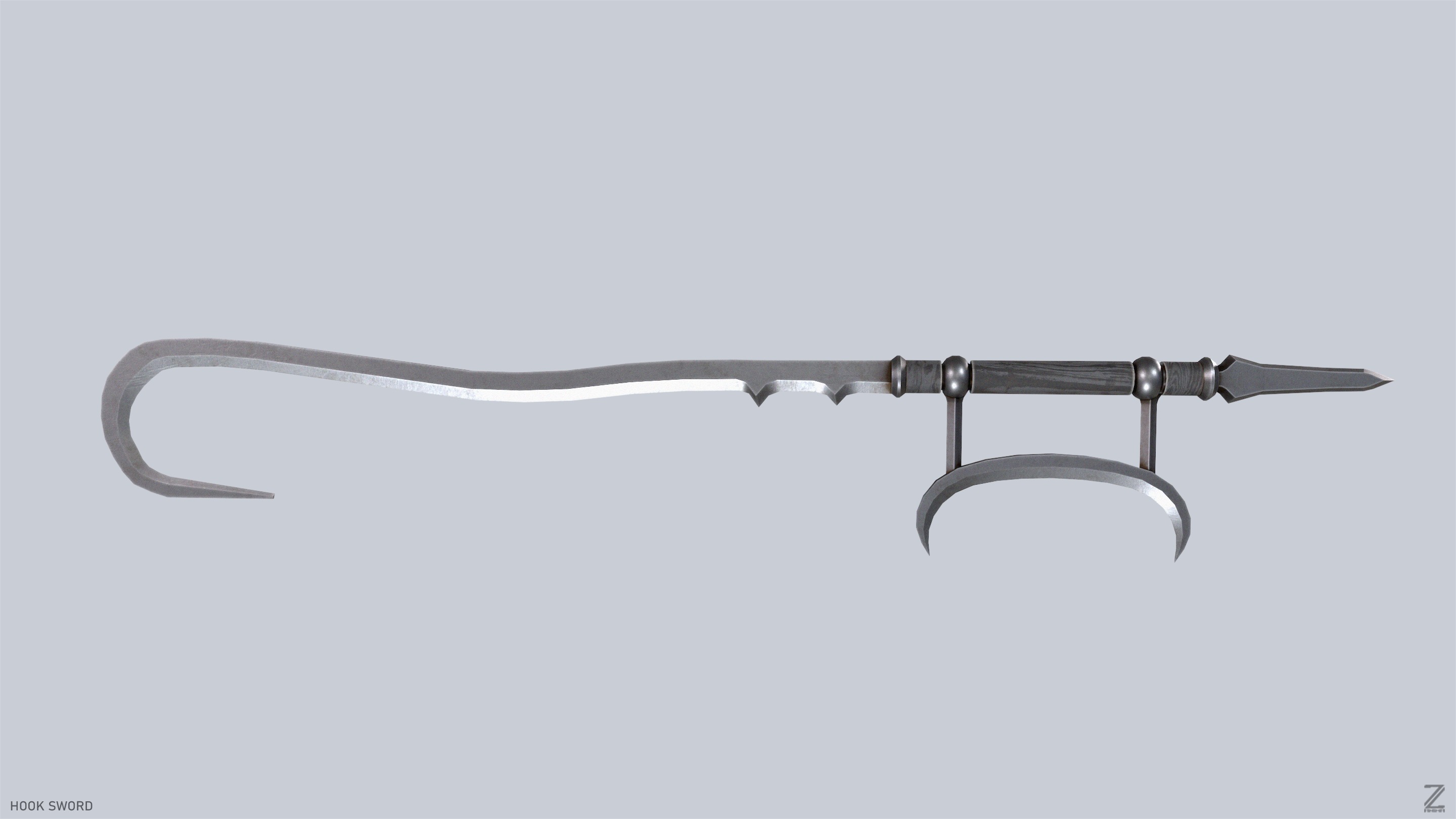 Hook sword Low-poly 3D model_8