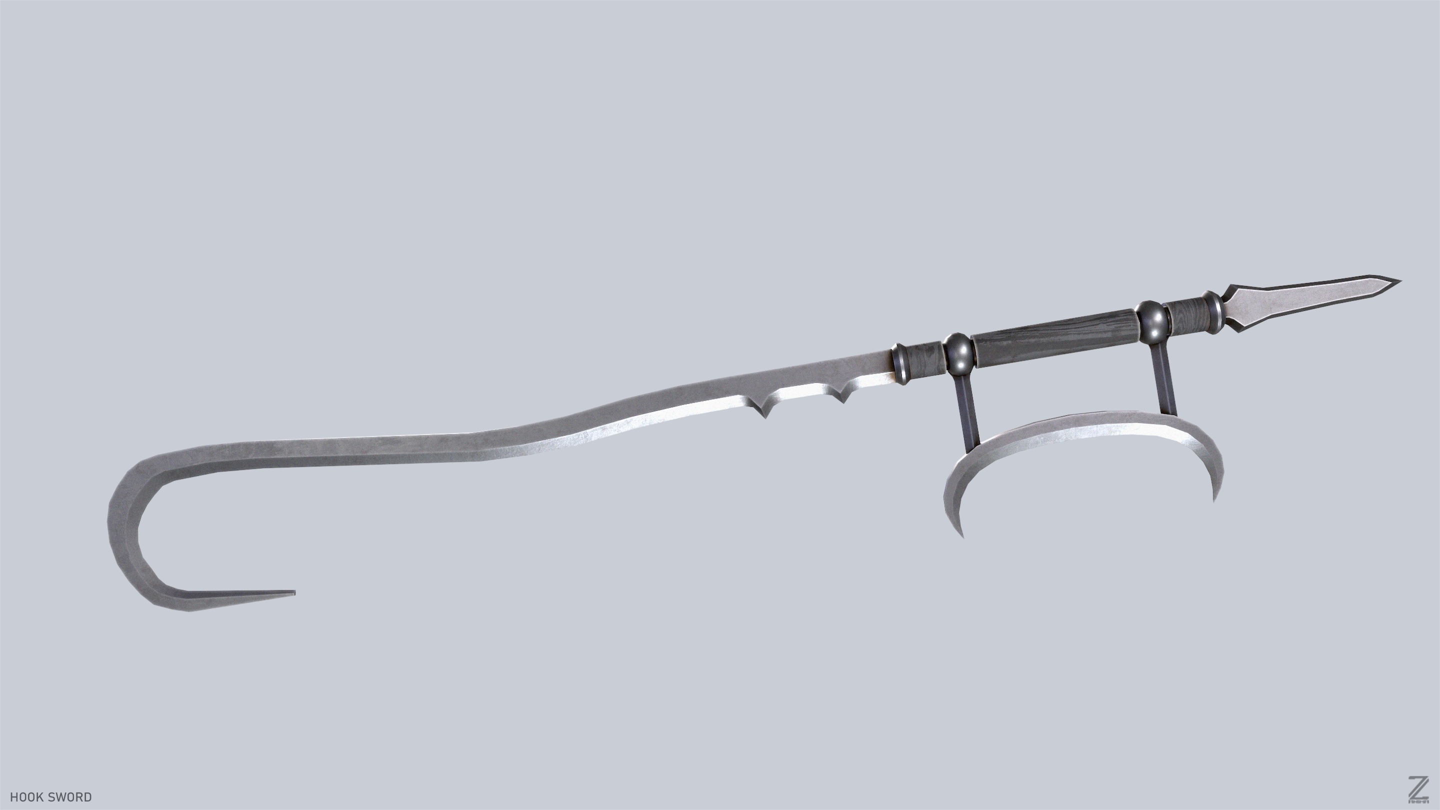 Hook sword Low-poly 3D model_6