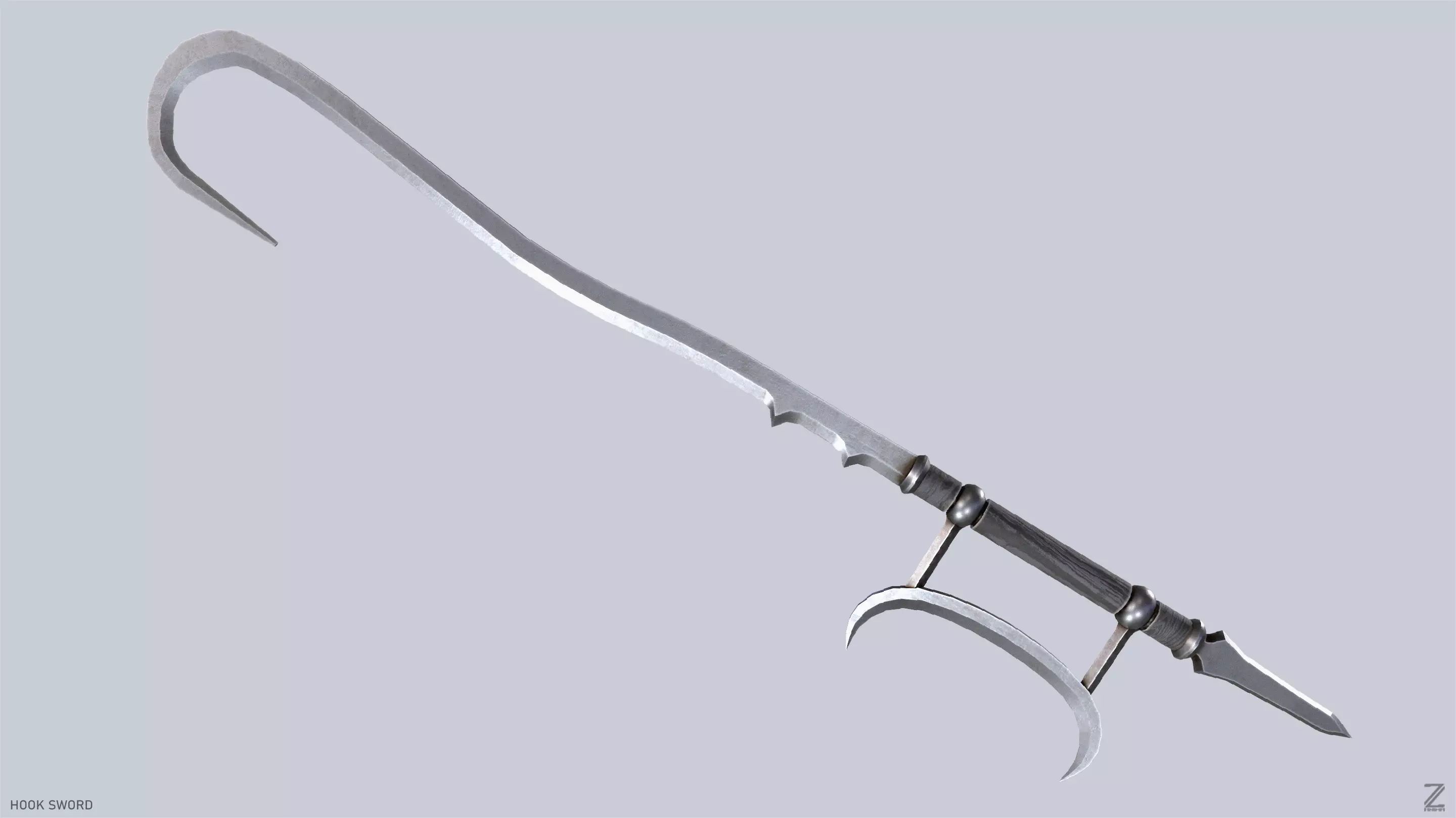 Hook sword Low-poly 3D model_0