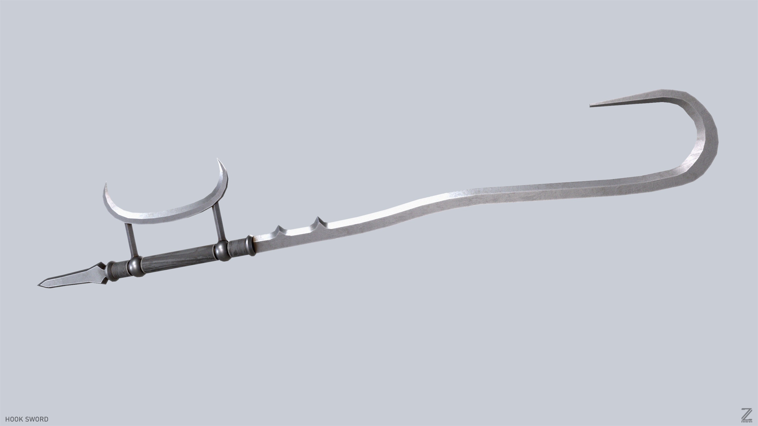Hook sword Low-poly 3D model_4