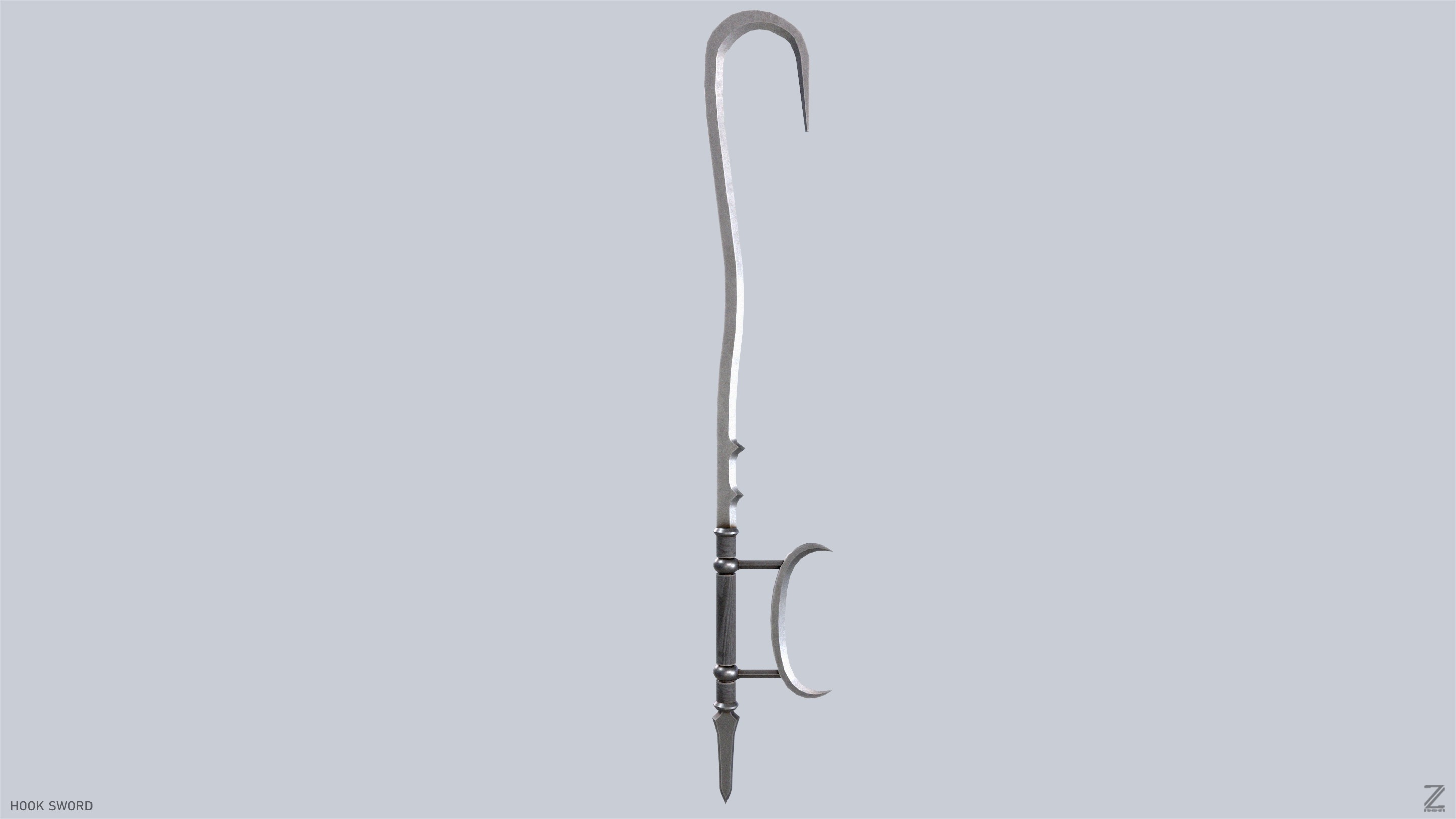 Hook sword Low-poly 3D model_2
