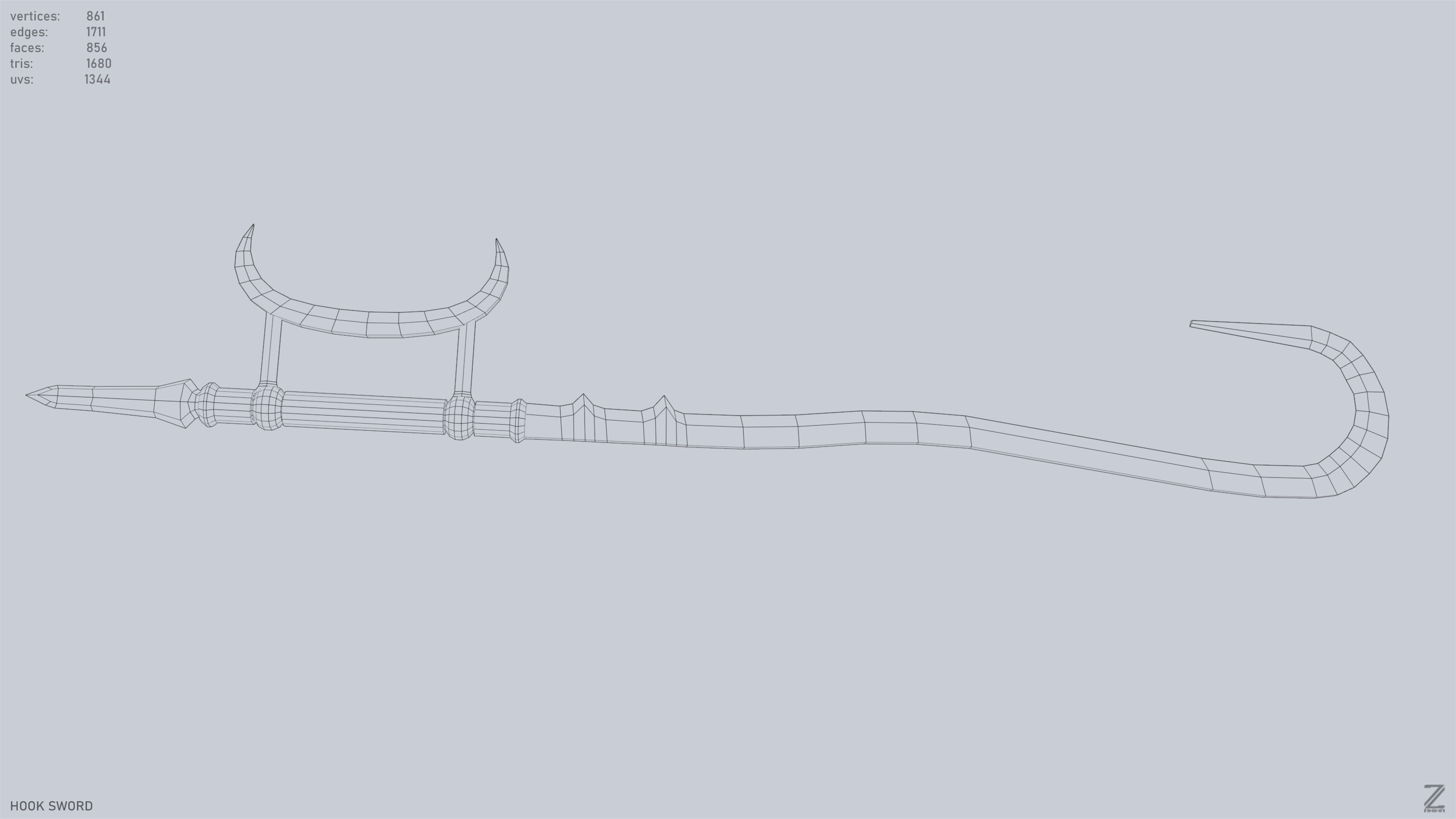 Hook sword Low-poly 3D model_13