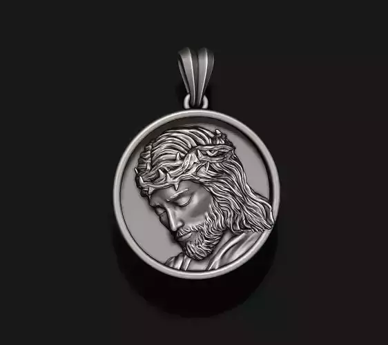 Jesus round frame pendant