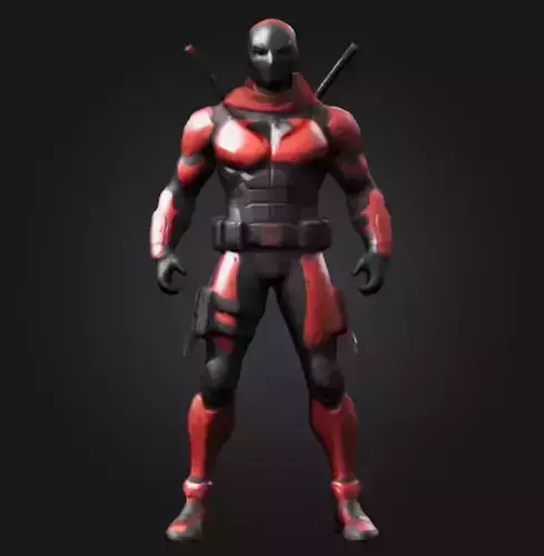 Warrior in Red and Black Costume 