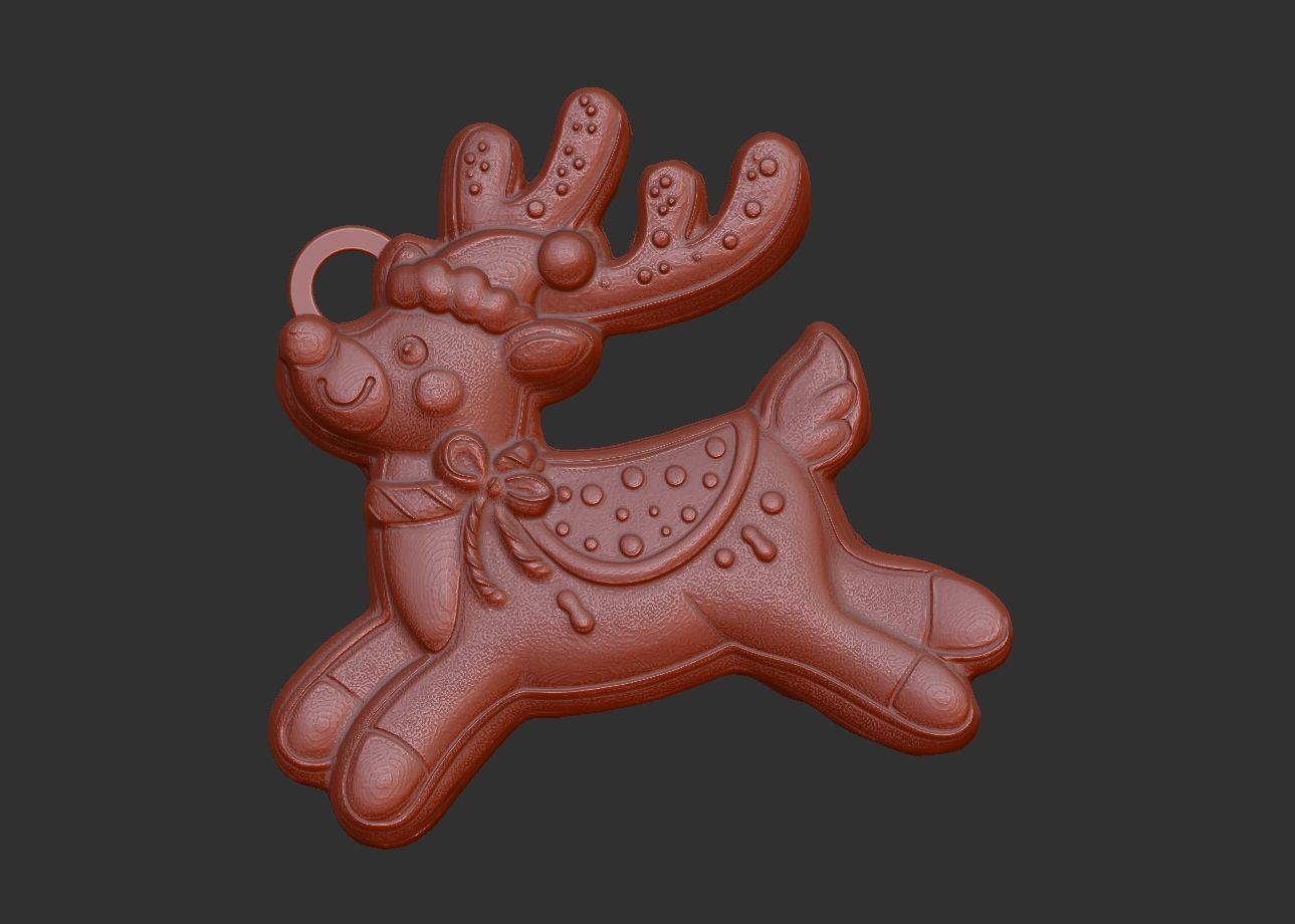 deer cookie 3D print model_2